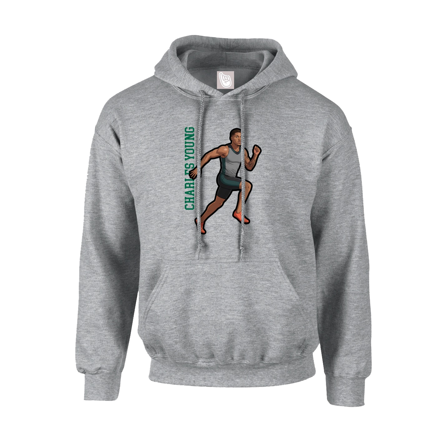 Hoodie — Name Vertical in Grey