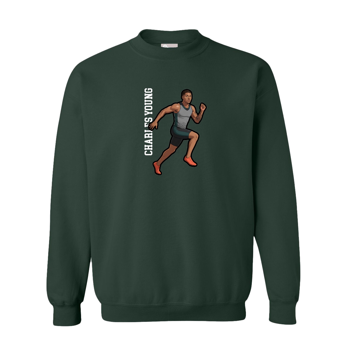 Fleece Crew — Name Vertical in Green