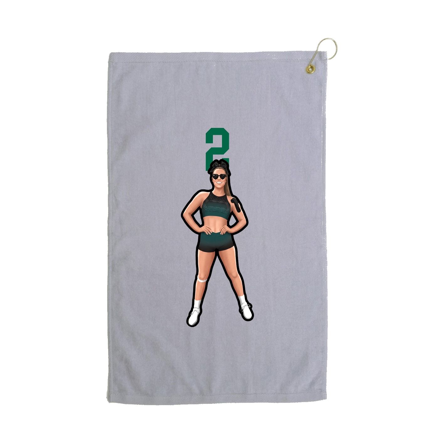Golf Towel — Number Top in Grey
