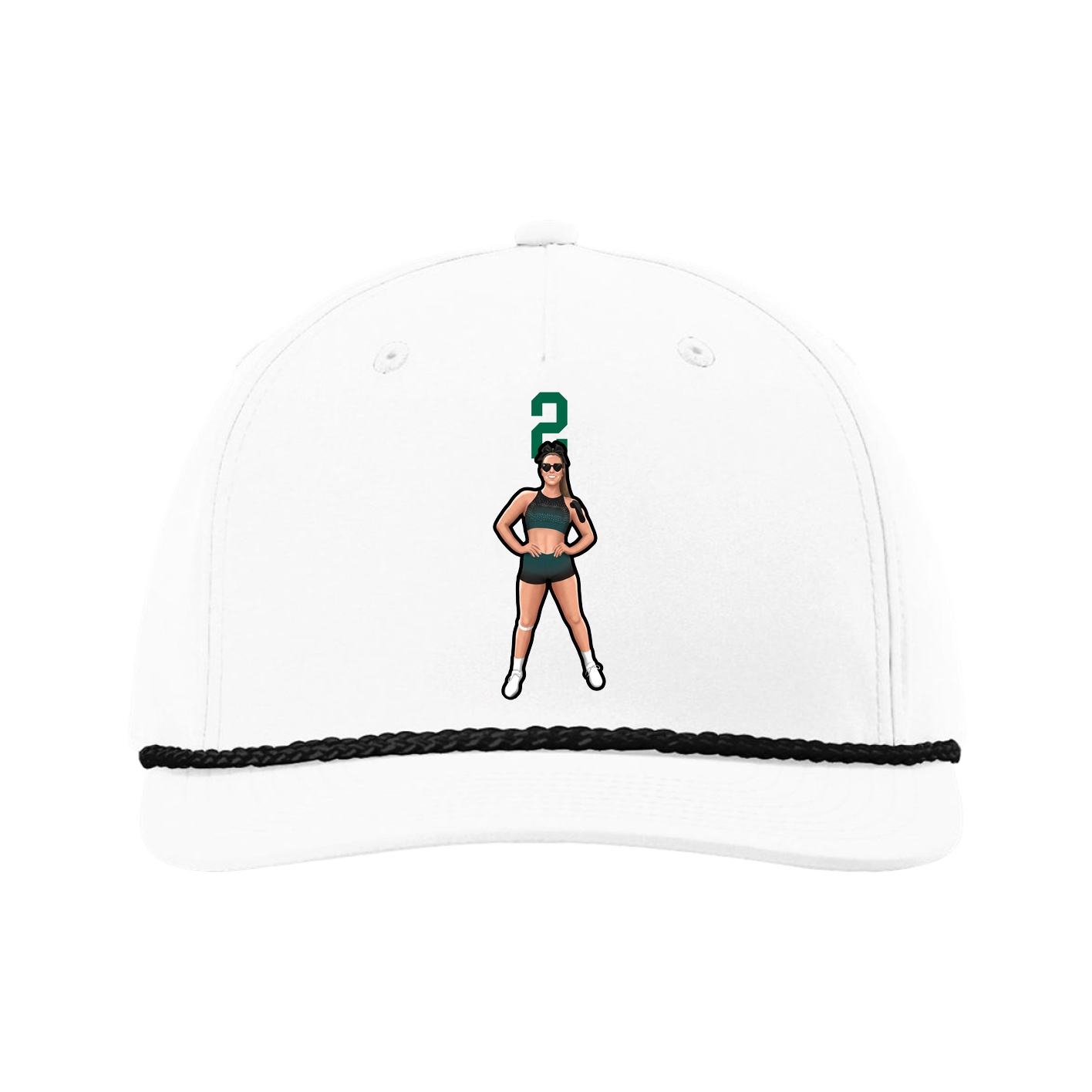 Five-Panel Classic Rope Cap — Number Top in White