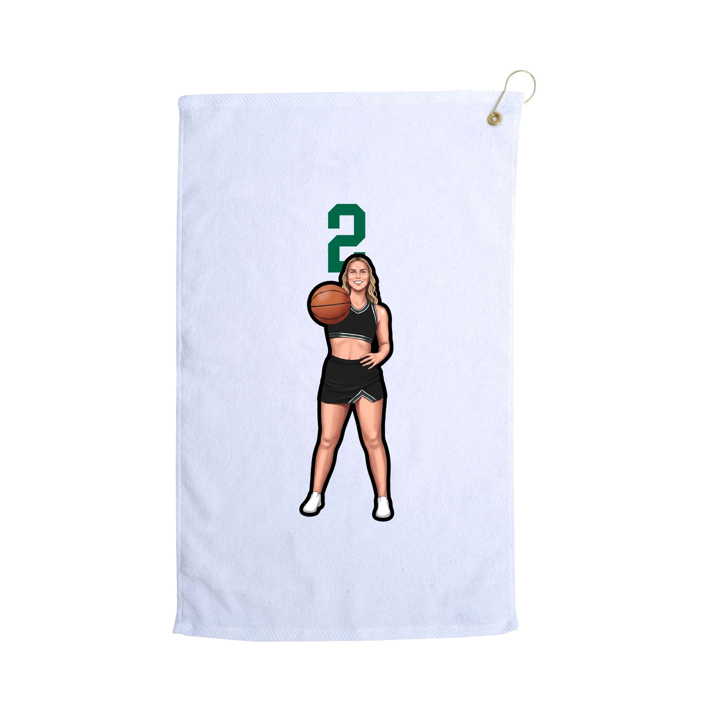 Golf Towel — Number Top in White