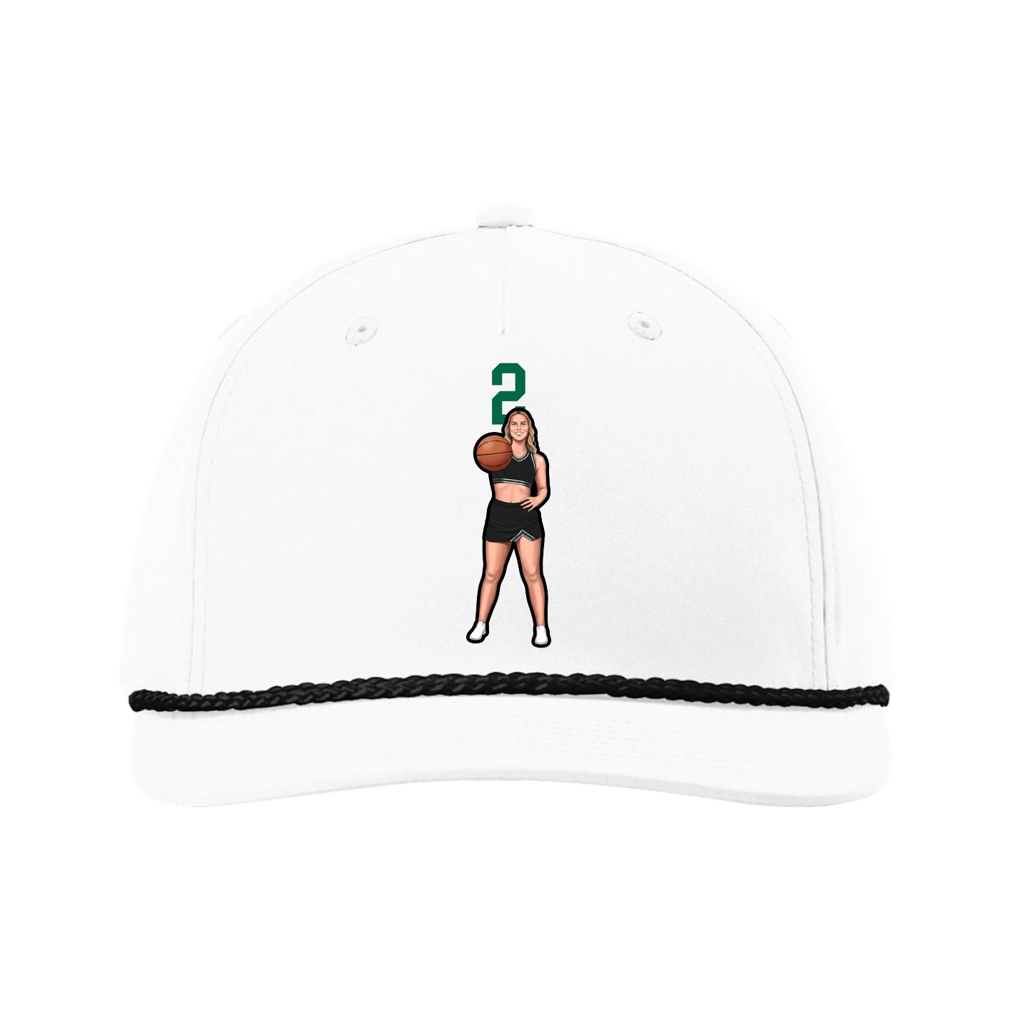 Five-Panel Classic Rope Cap — Number Top in White