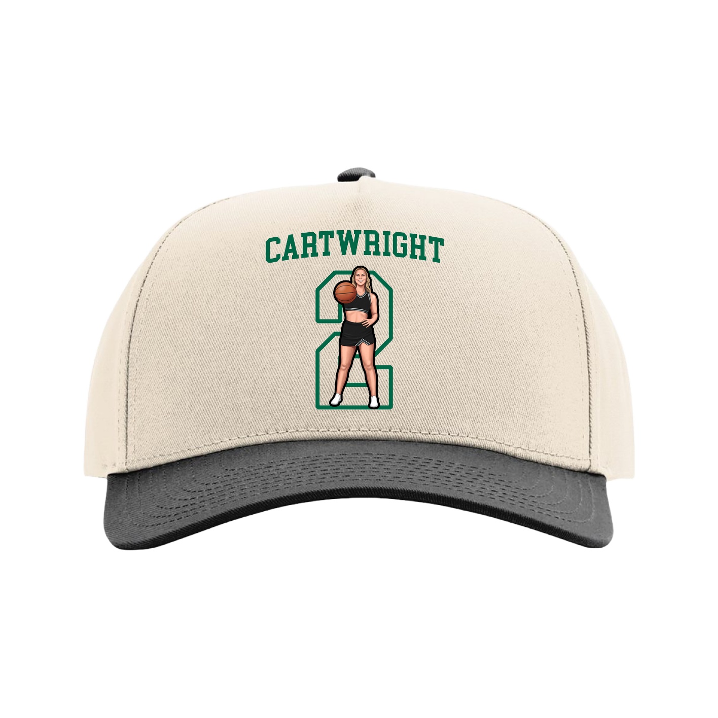 Full Fabric Five-Panel Champ Cap — Shirsey in Cream/Black