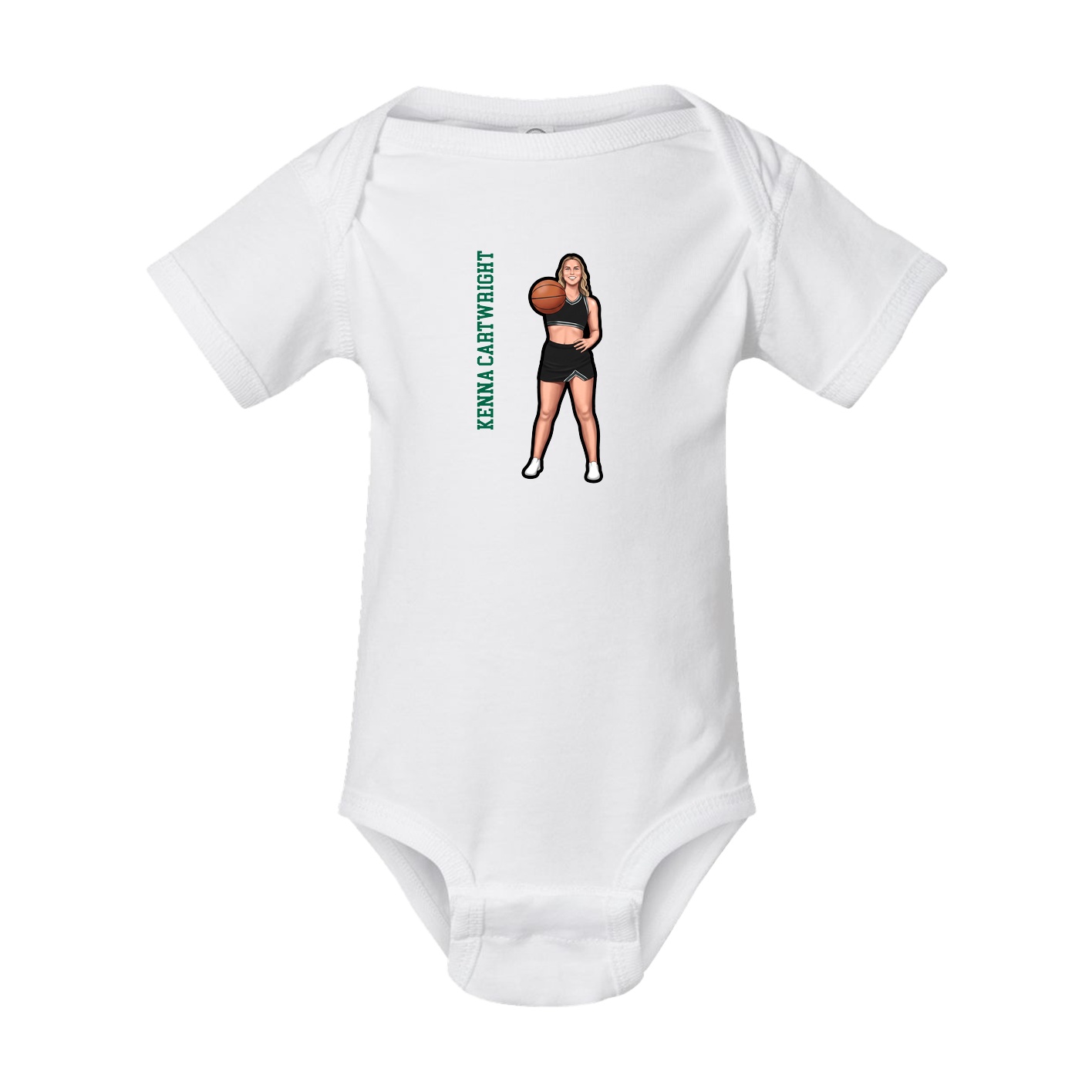 Baby Onesie — Name Vertical in White