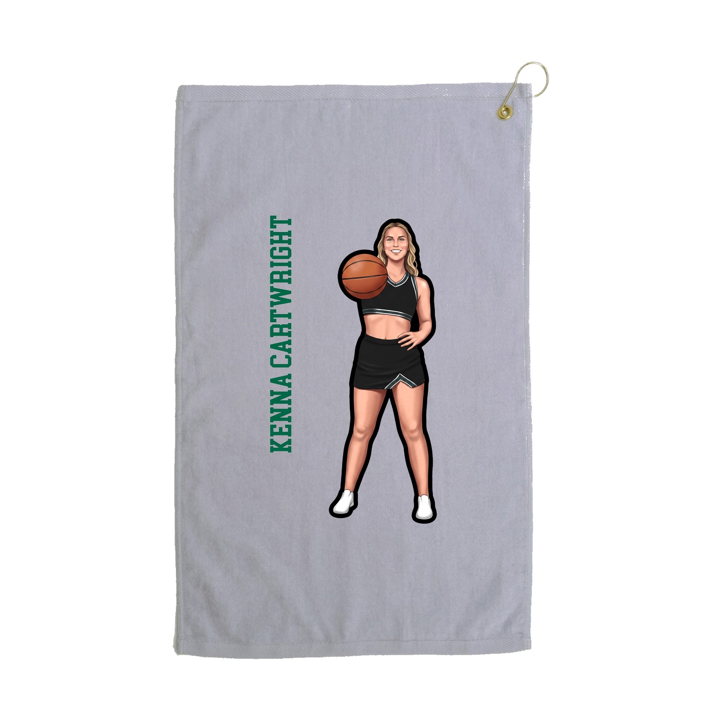 Golf Towel — Name Vertical in Grey