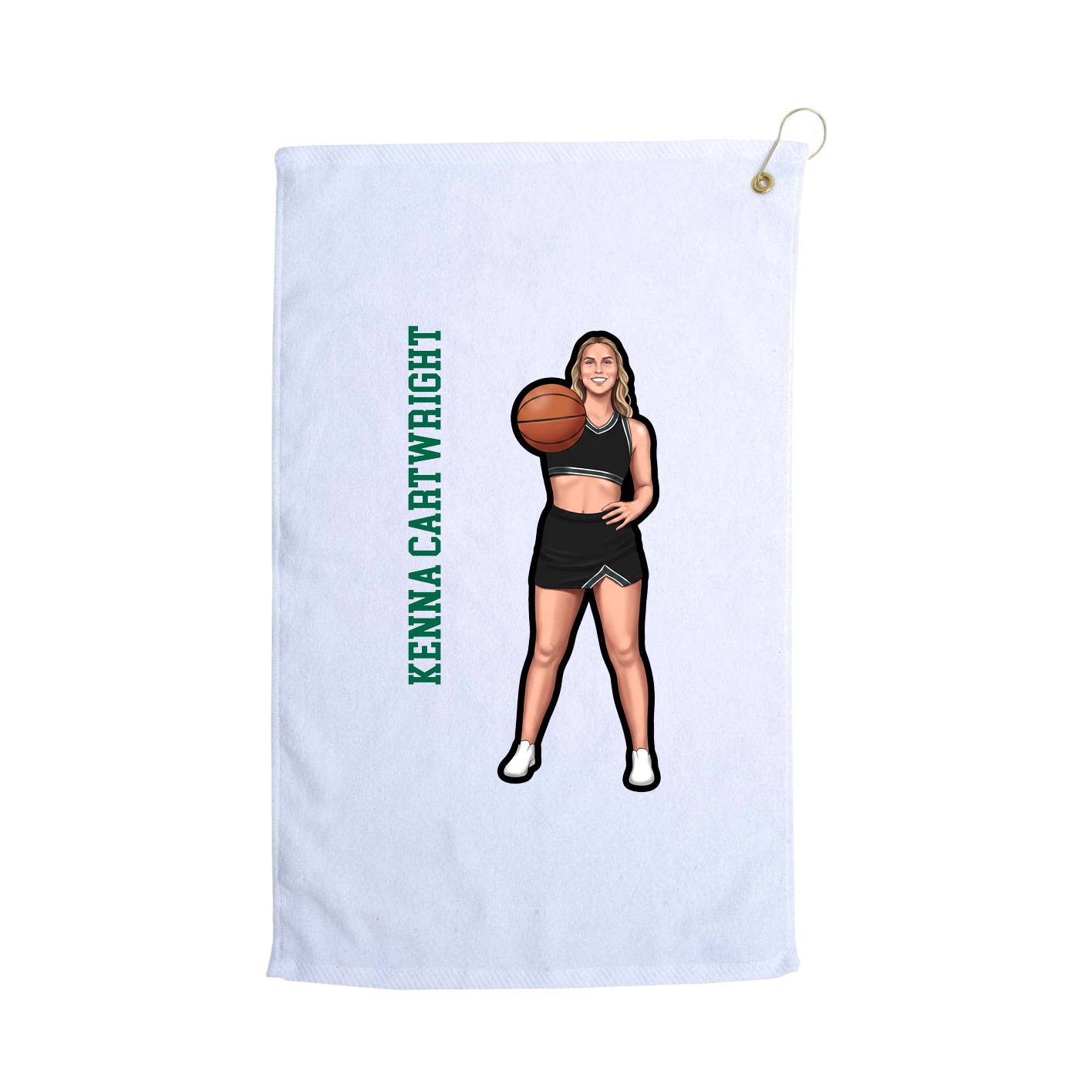 Golf Towel — Name Vertical in White