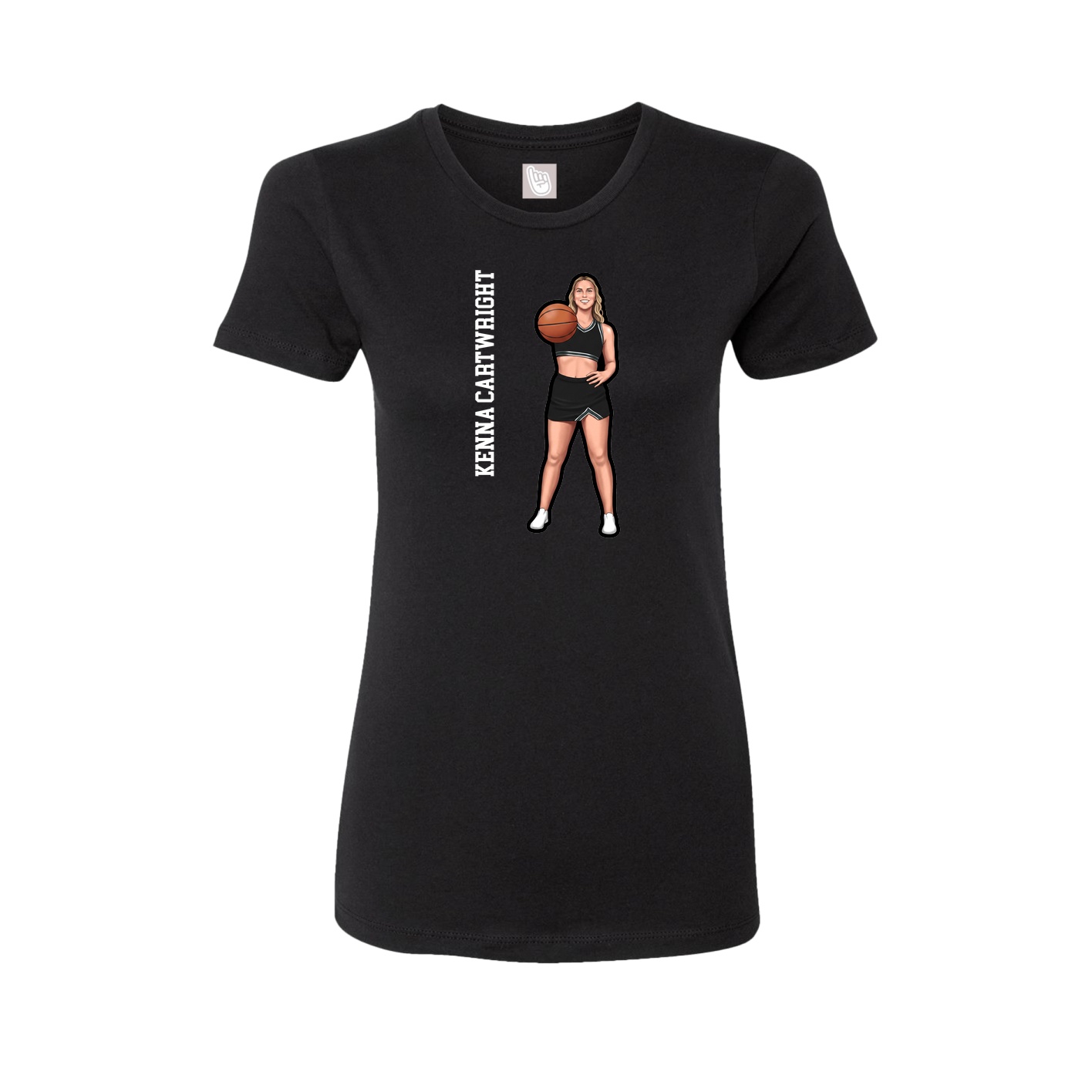 Womens Tee — Name Vertical in Black