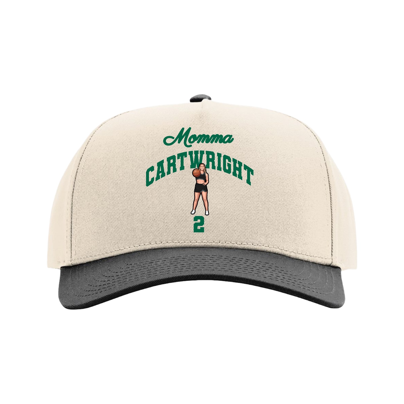 Full Fabric Five-Panel Champ Cap — Mothers Day Arch in Cream/Black
