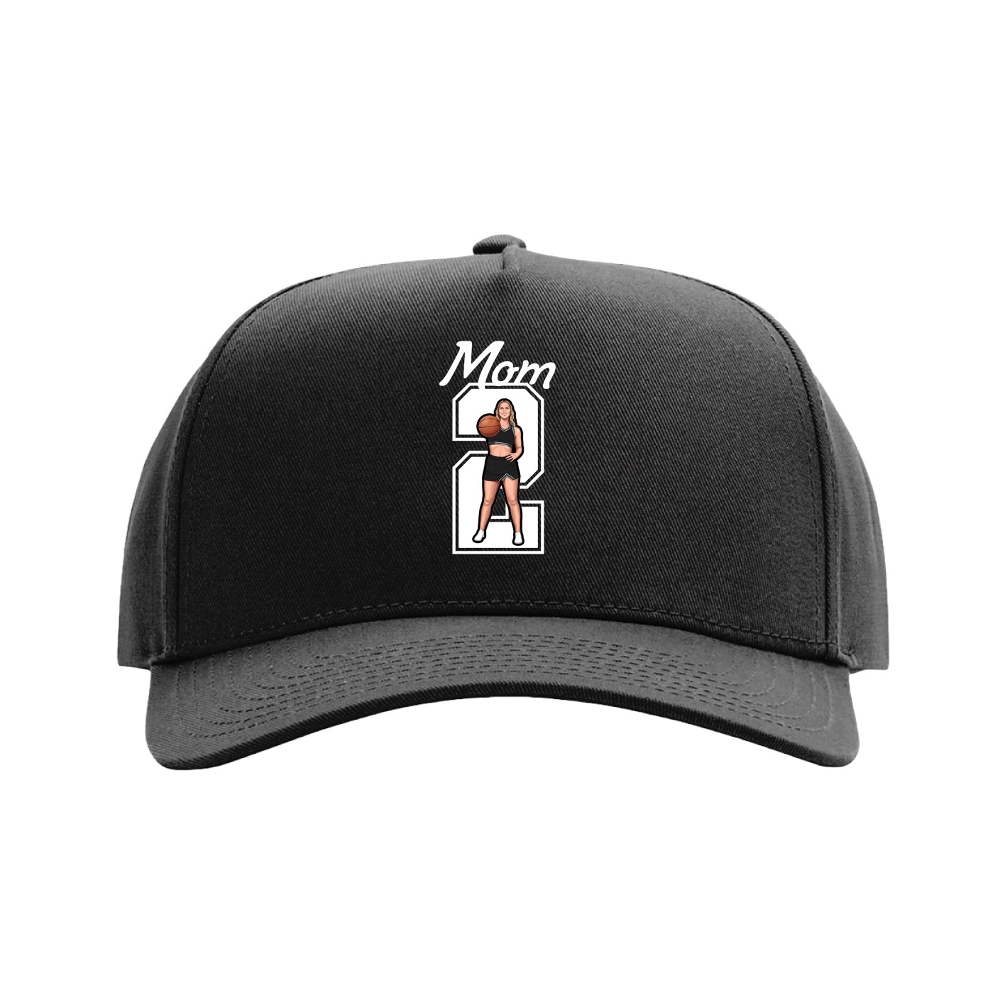 Full Fabric Five-Panel Champ Cap — Mothers Day Shirsey in Black