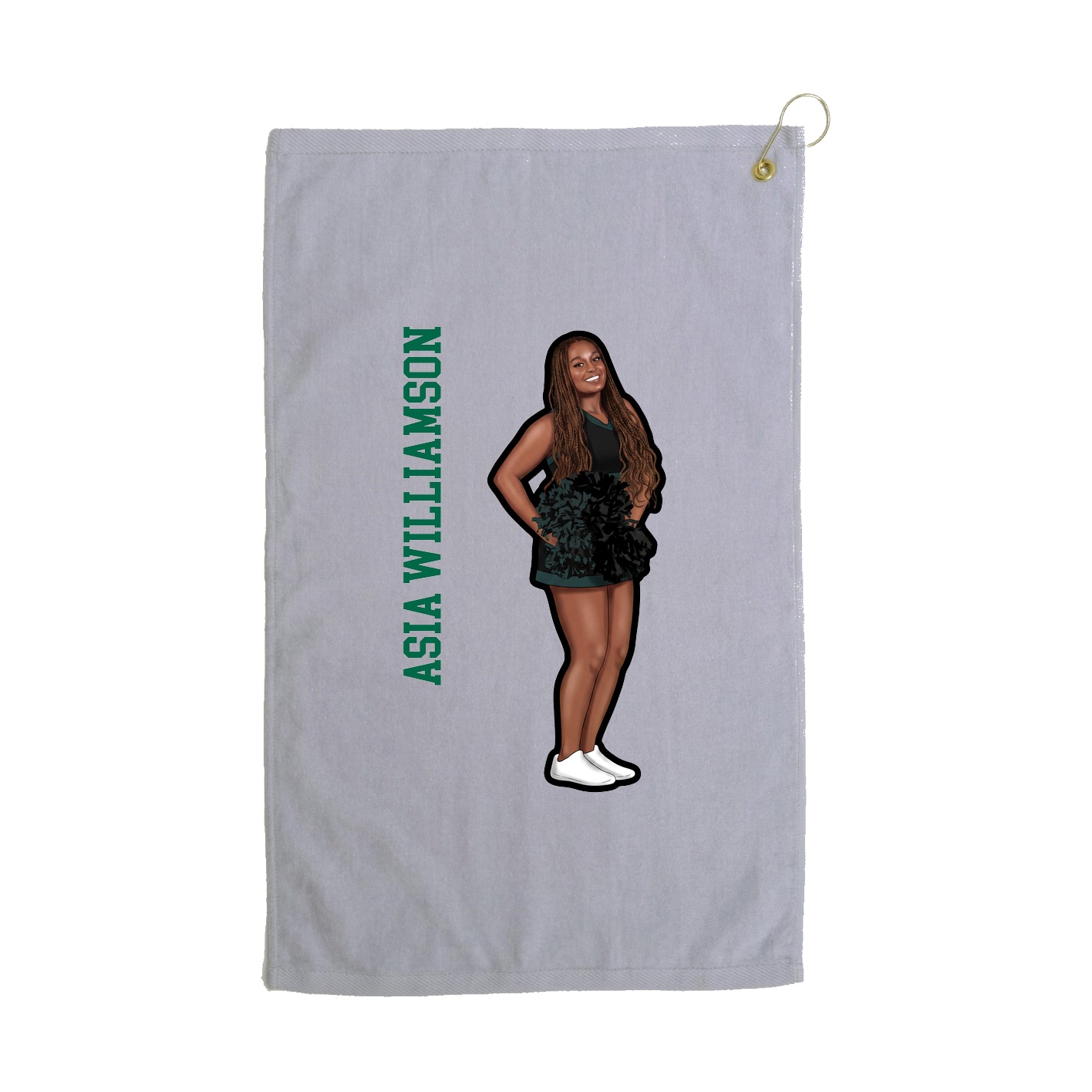 Golf Towel — Name Vertical in Grey