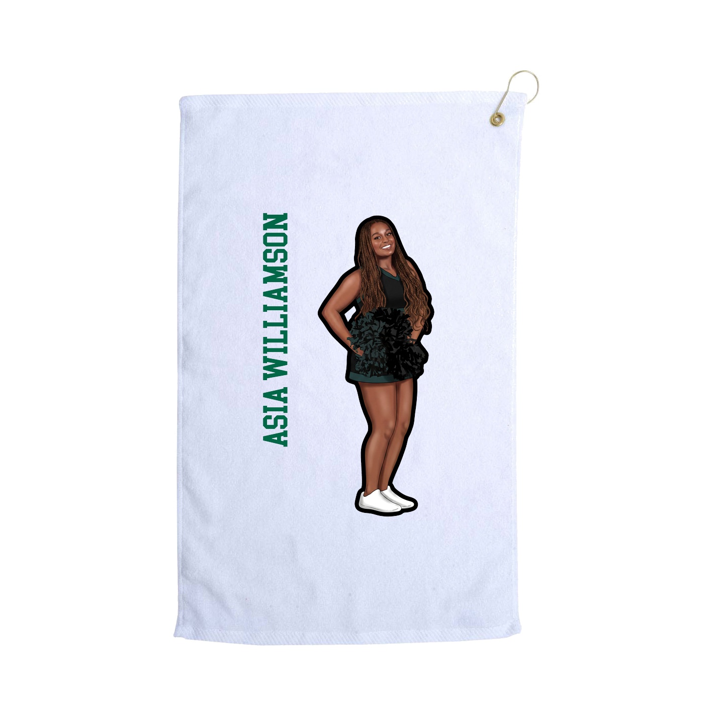 Golf Towel — Name Vertical in White