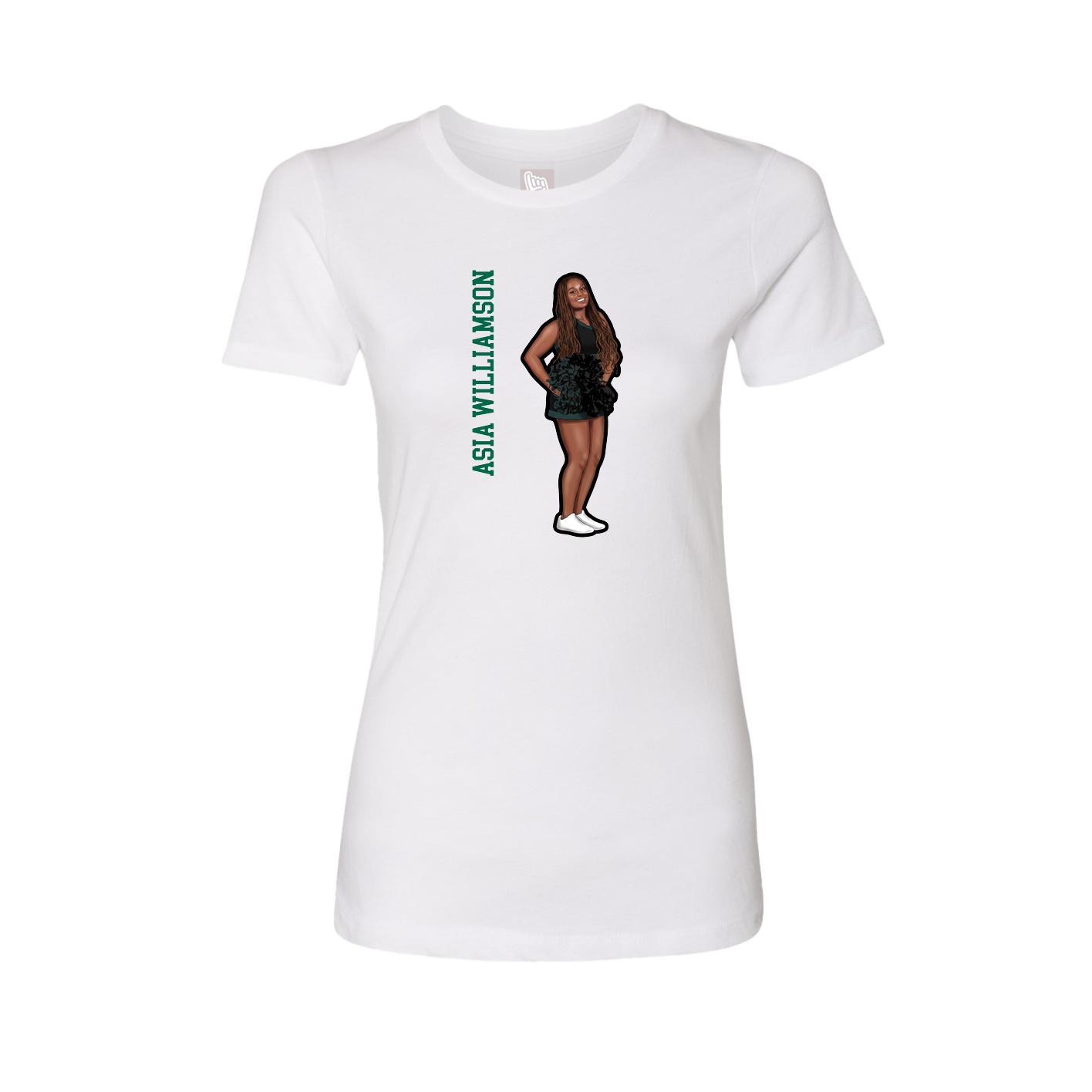 Fitted Women's Tee — Name Vertical in White