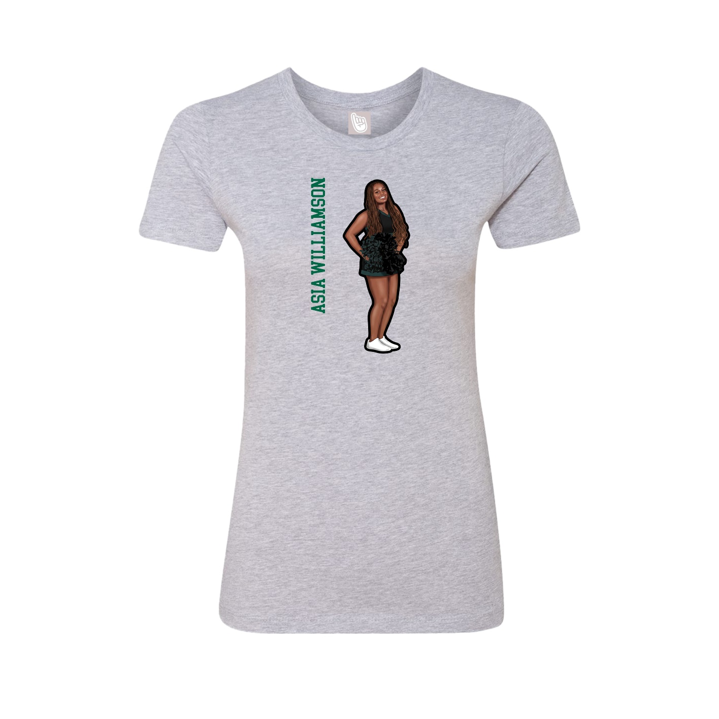 Womens Tee — Name Vertical in Grey
