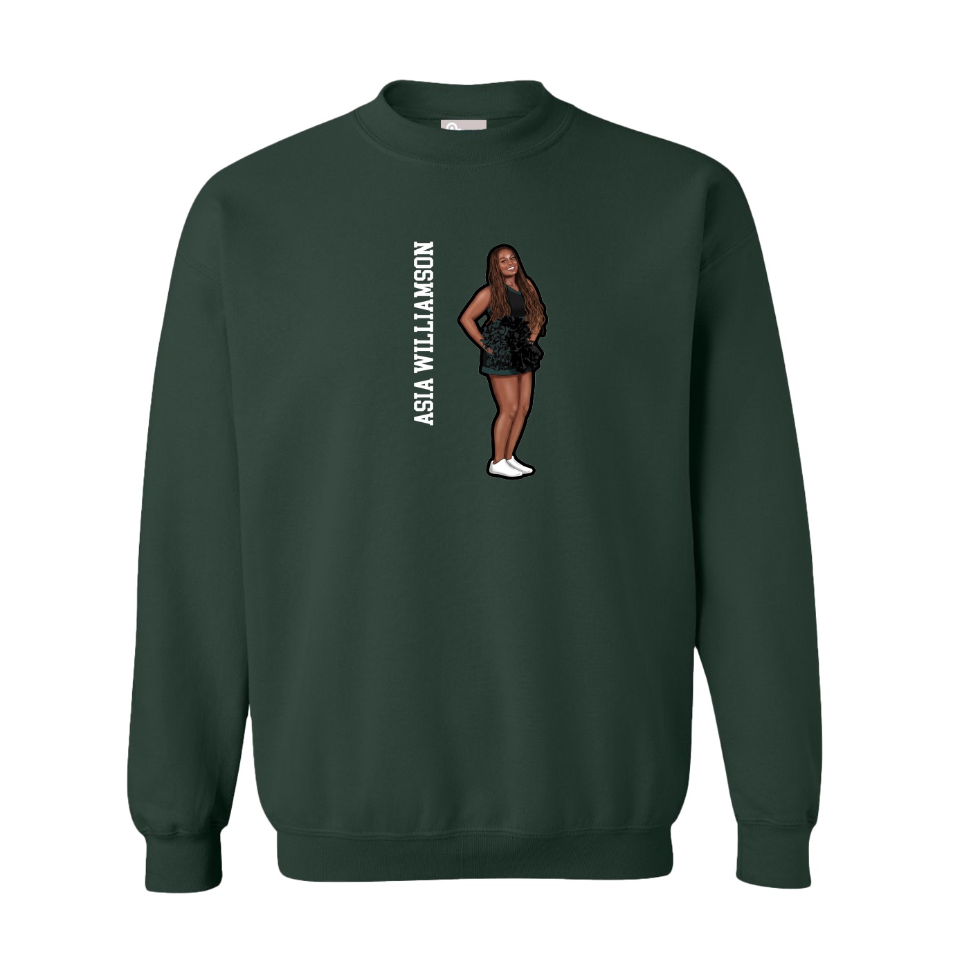 Fleece Crew — Name Vertical in Green