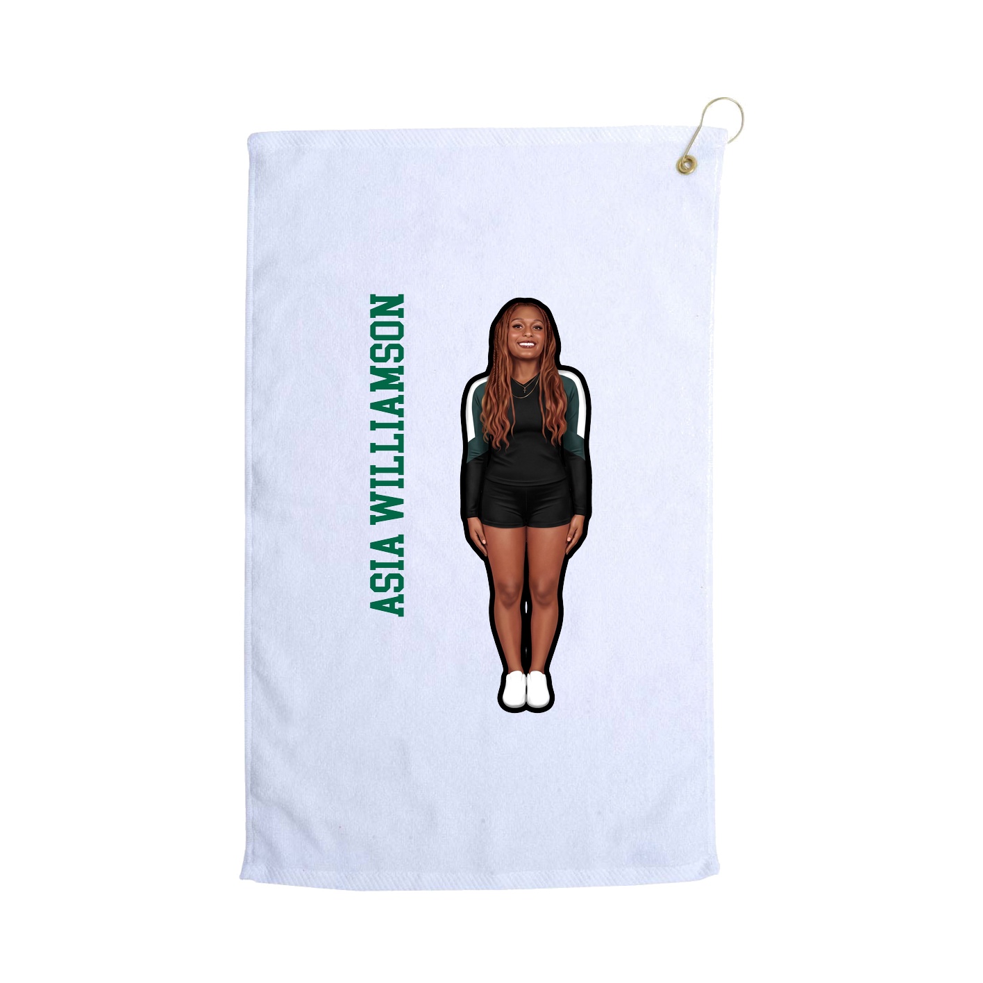 Golf Towel — Name Vertical in White