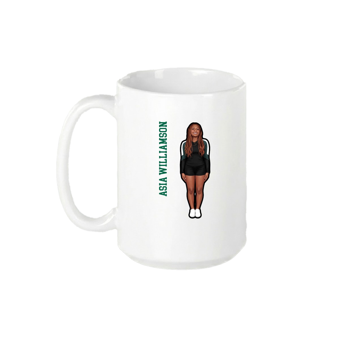 15oz Coffee Mug — Name Vertical in White