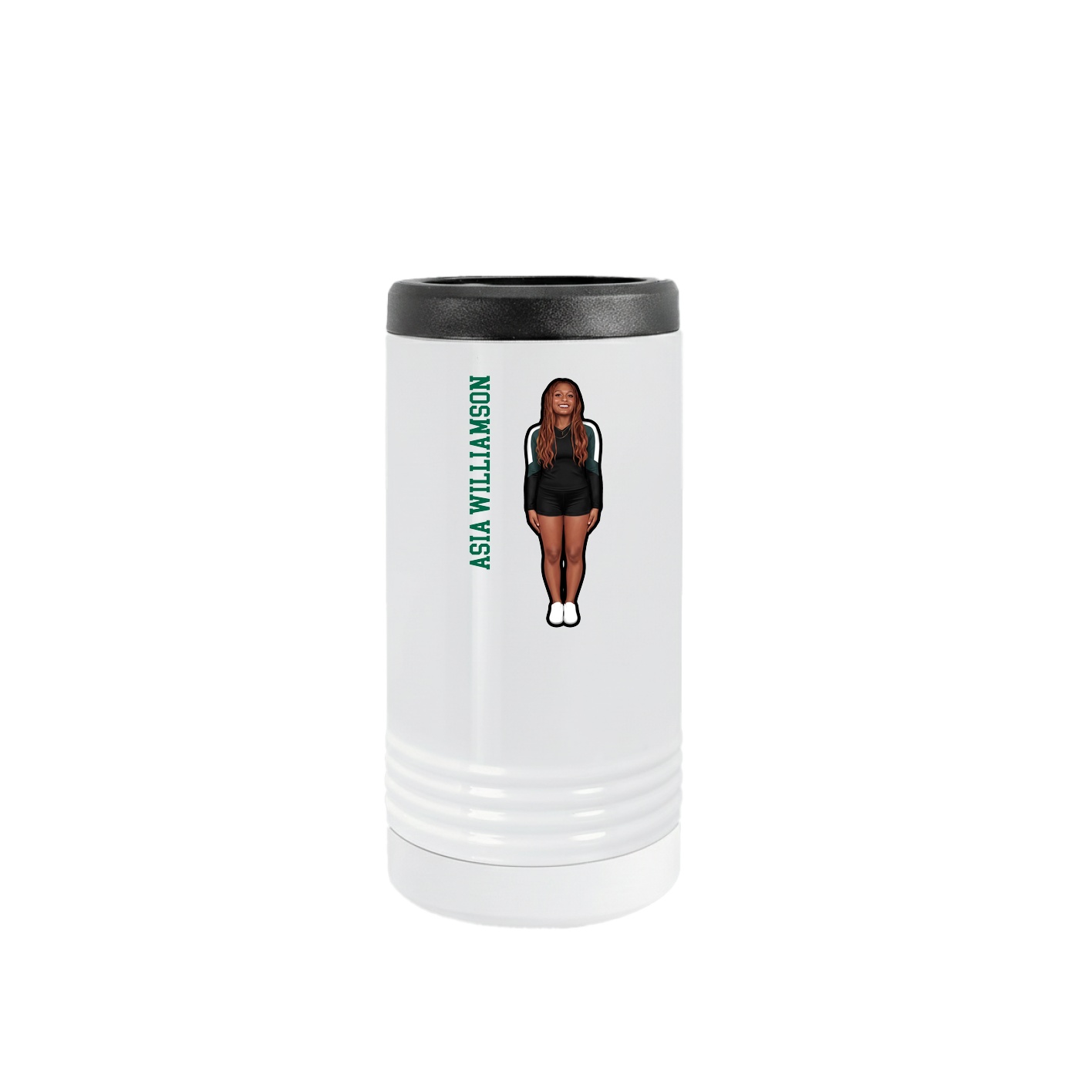 Slim Beverage Holder — Name Vertical in White