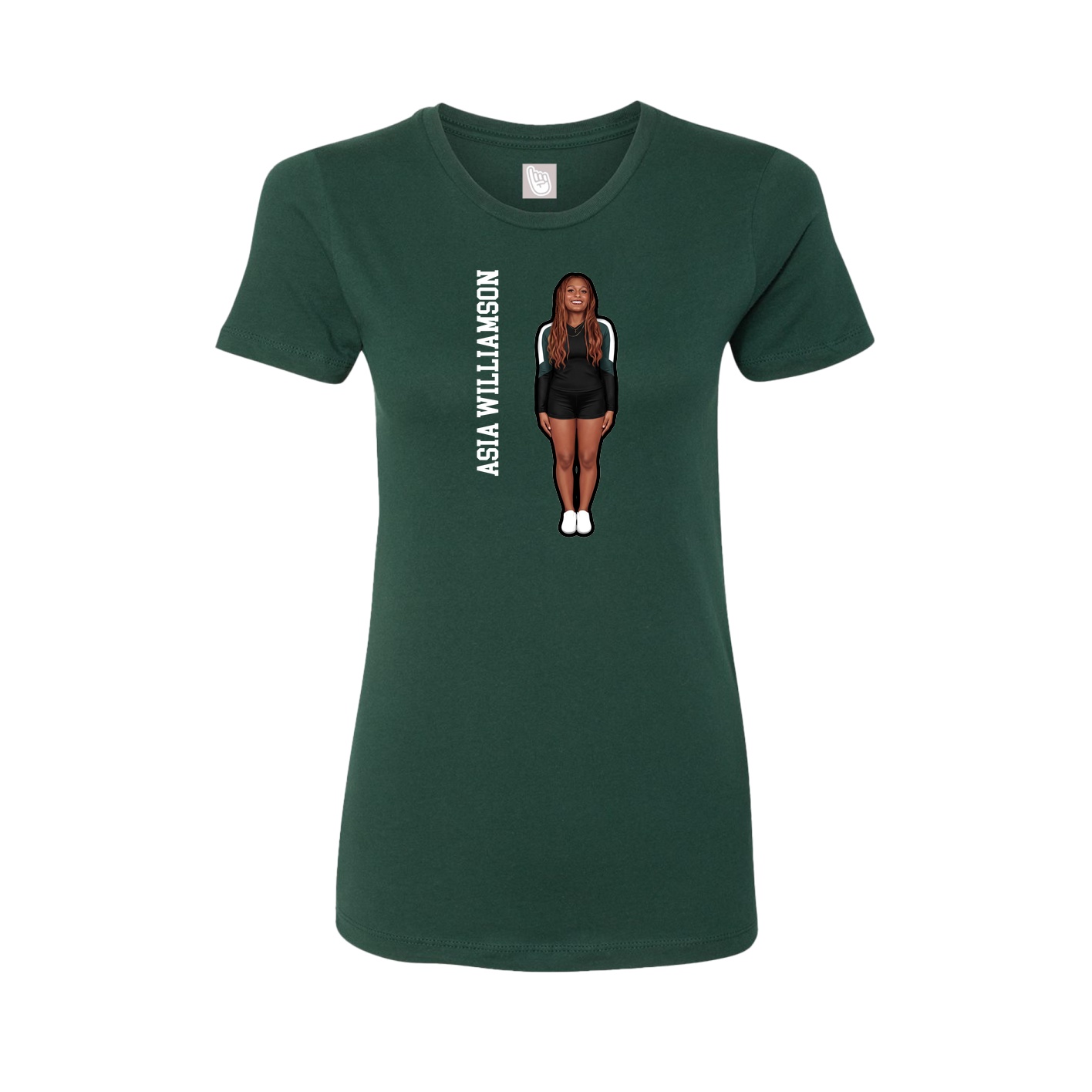 Womens Tee — Name Vertical in Green