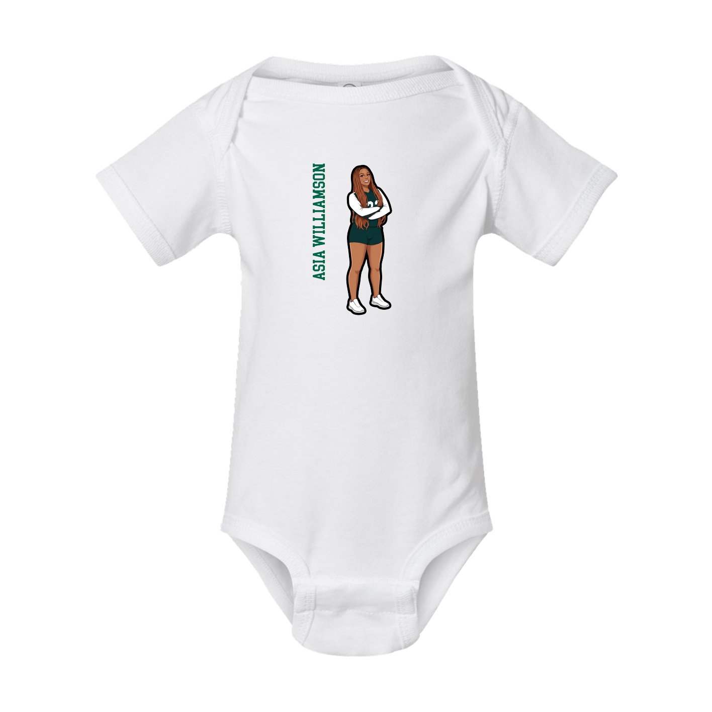 Baby Onesie — Name Vertical in White