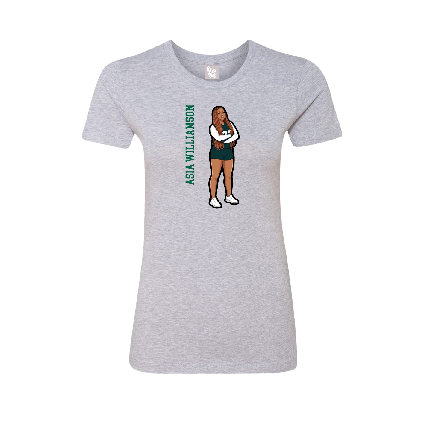 Womens Tee — Name Vertical in Grey