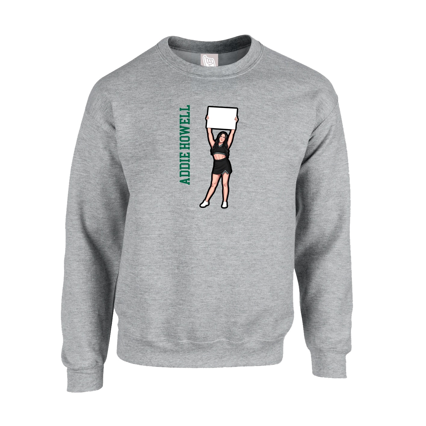 Fleece Crew — Name Vertical in Grey