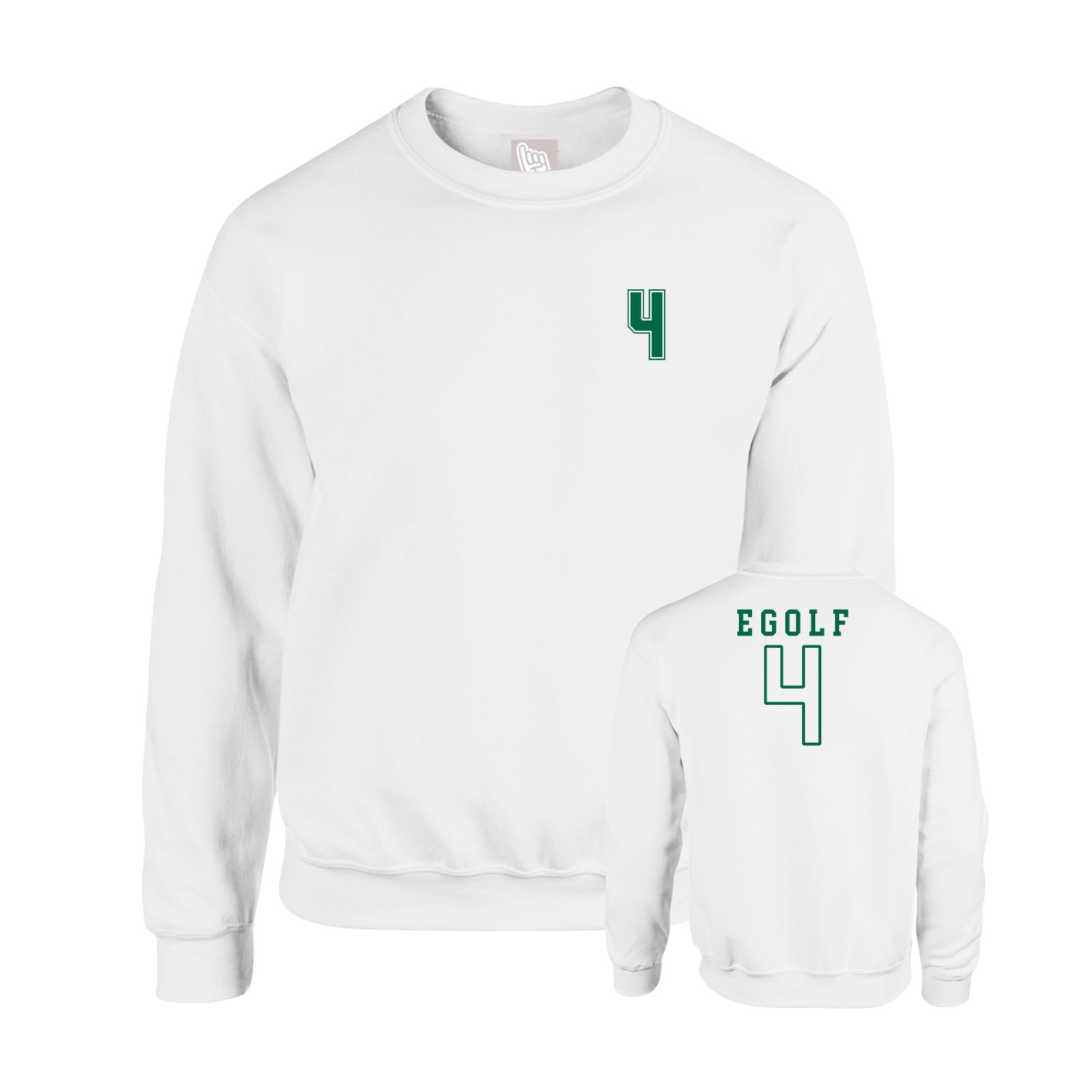 Fleece Crew — Chest Back in White
