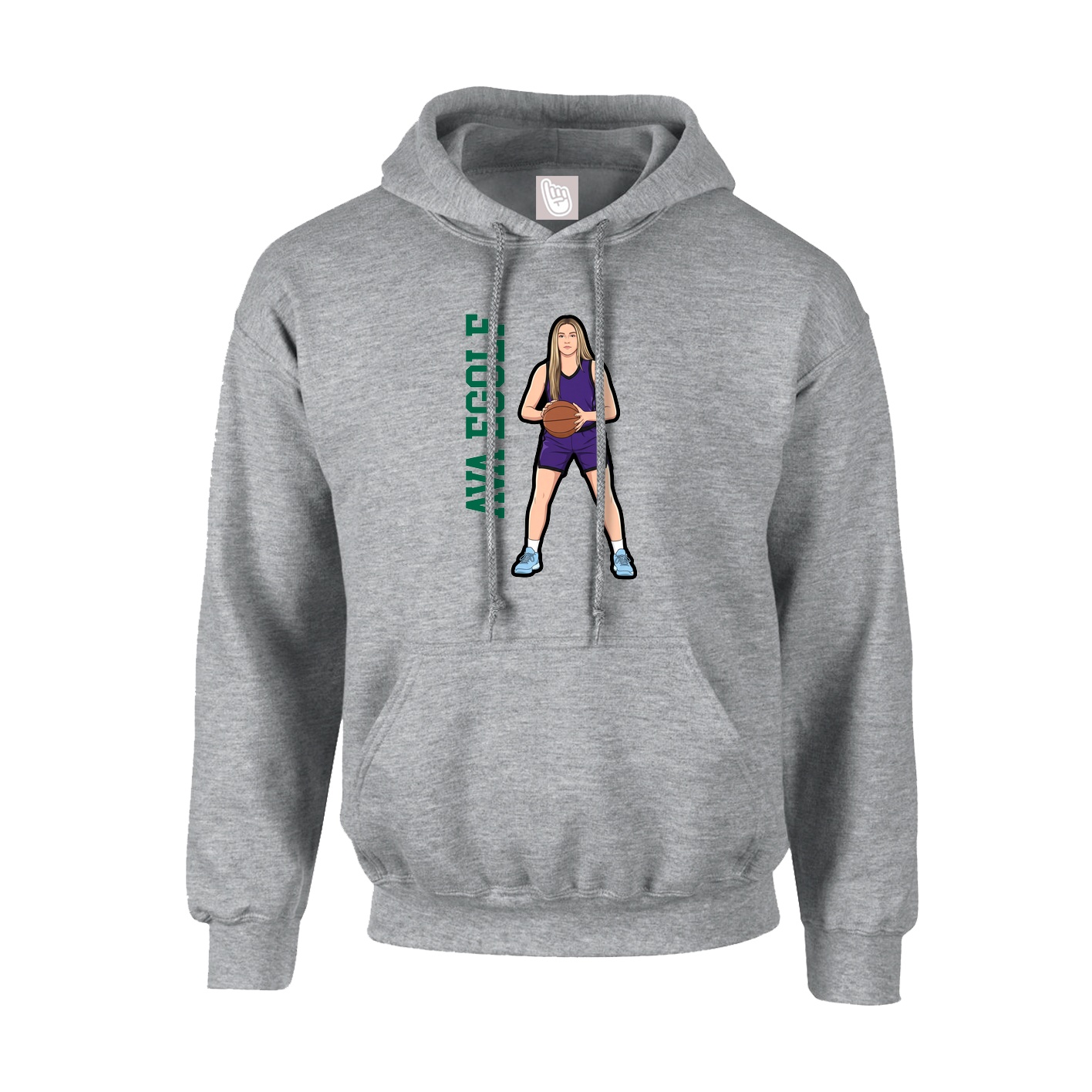 Hoodie — Name Vertical in Grey