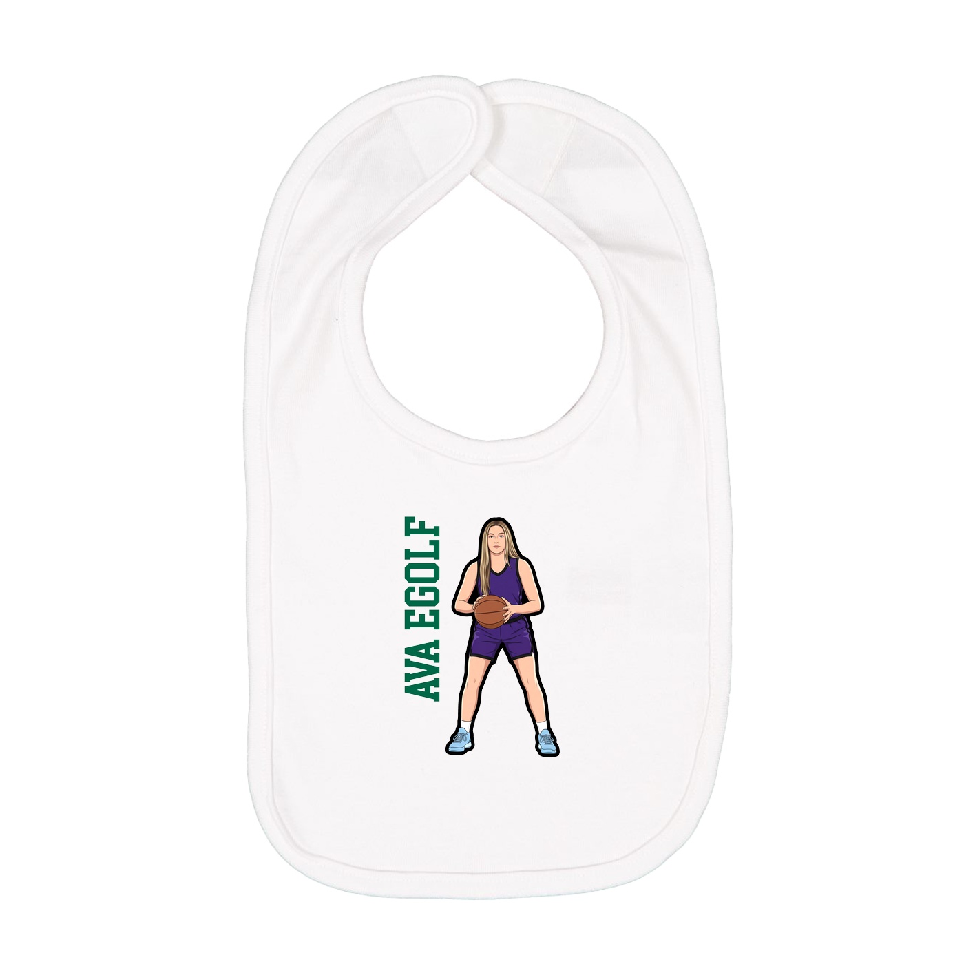 Infant Bib — Name Vertical in White