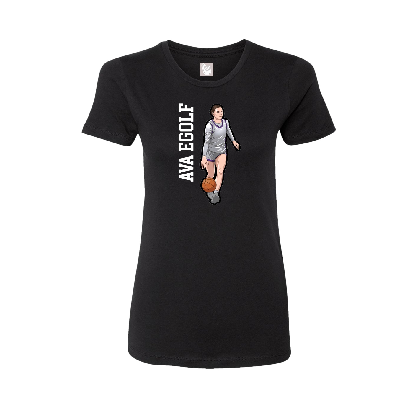 Fitted Women's Tee — Name Vertical in Black