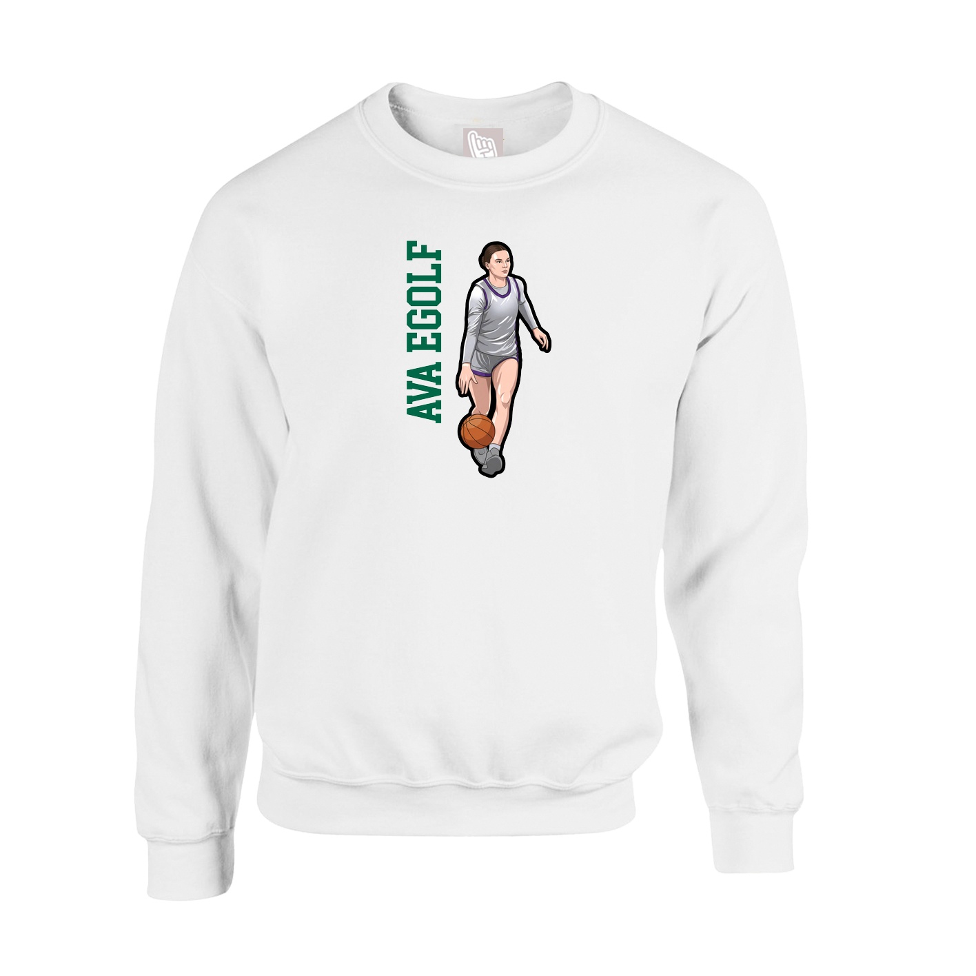 Fleece Crew — Name Vertical in White