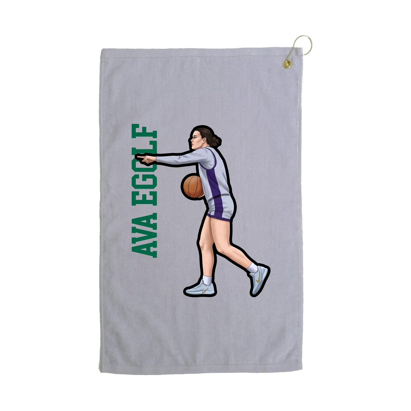 Golf Towel — Name Vertical in Grey