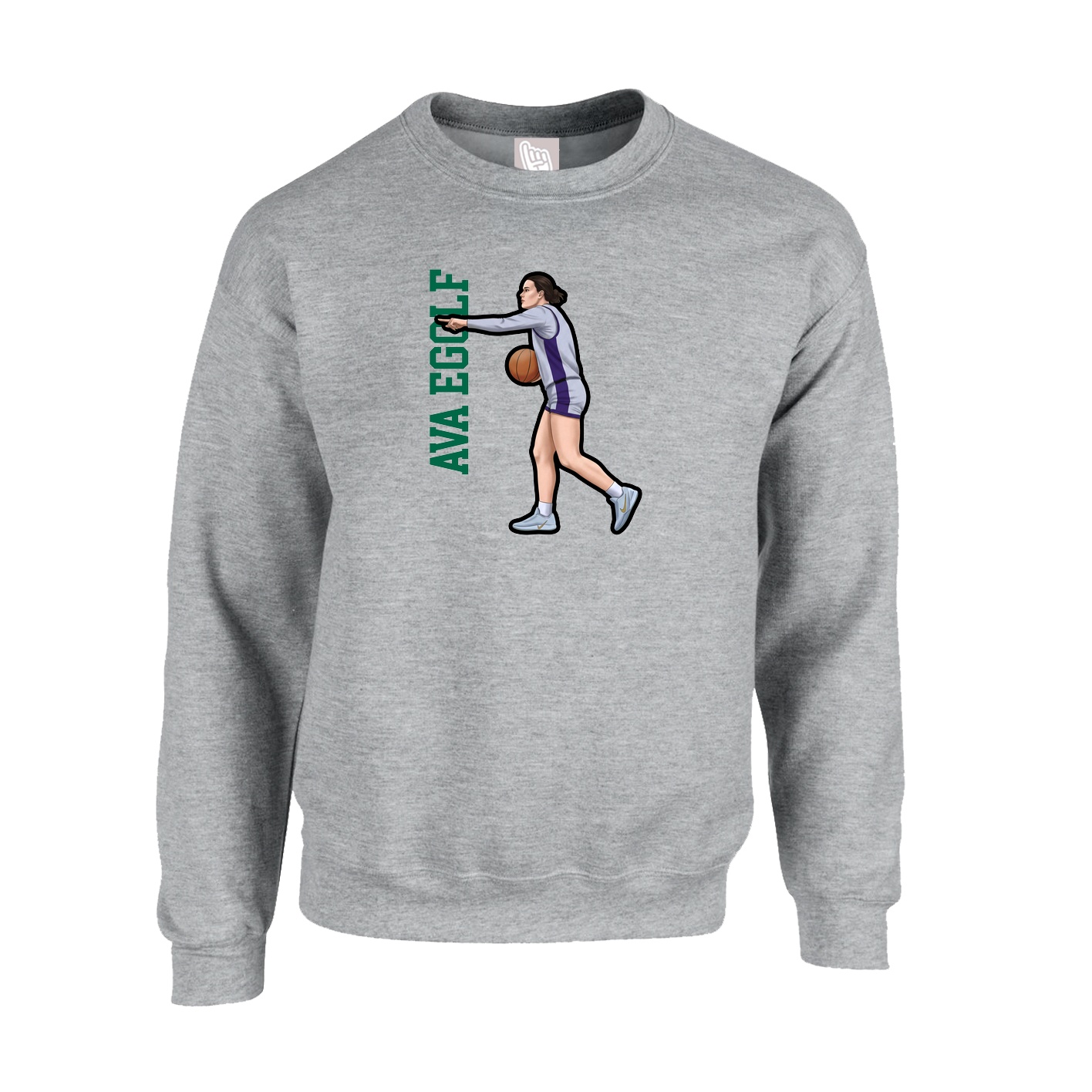 Fleece Crew — Name Vertical in Grey