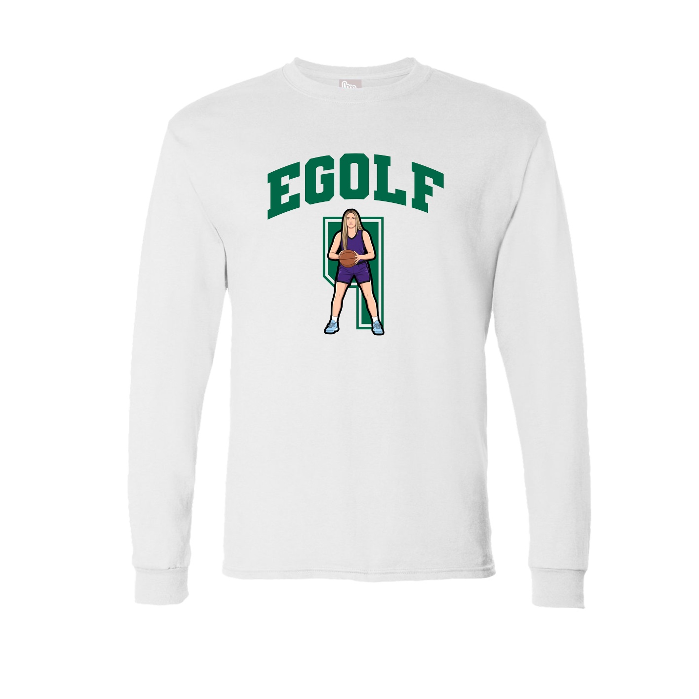 Long Sleeve Tee — Number in White