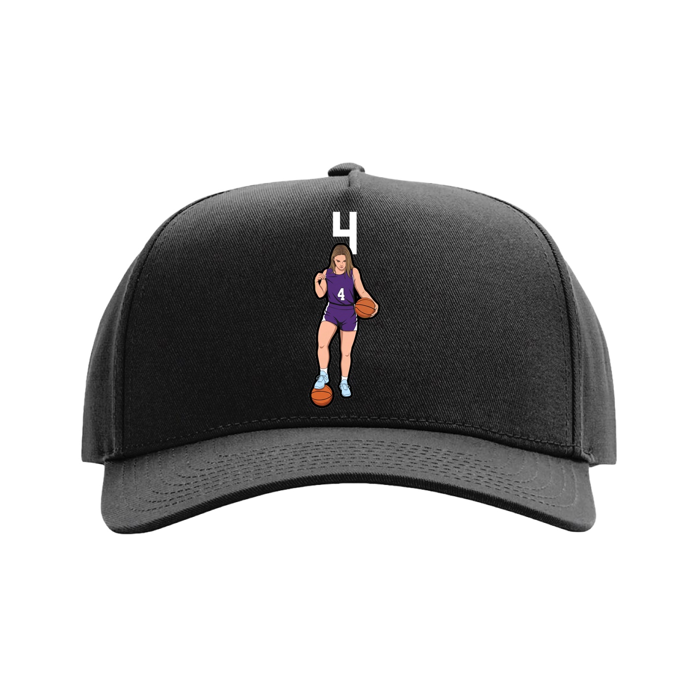 Full Fabric Five-Panel Champ Cap — Number Top in Black