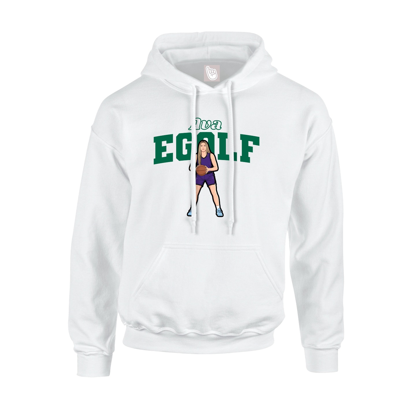 Youth Hoodie — Name Arch in White