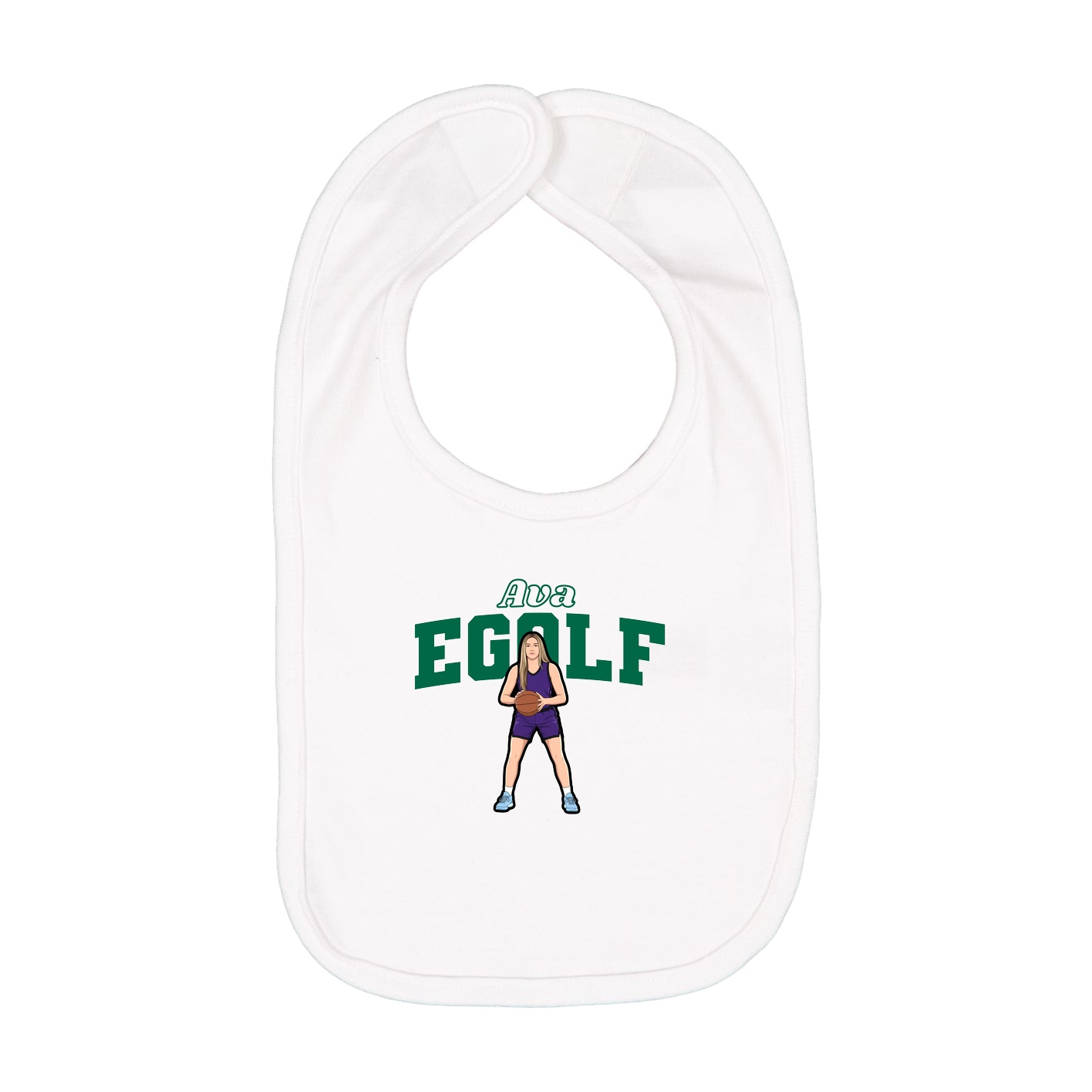 Infant Bib — Name Arch in White