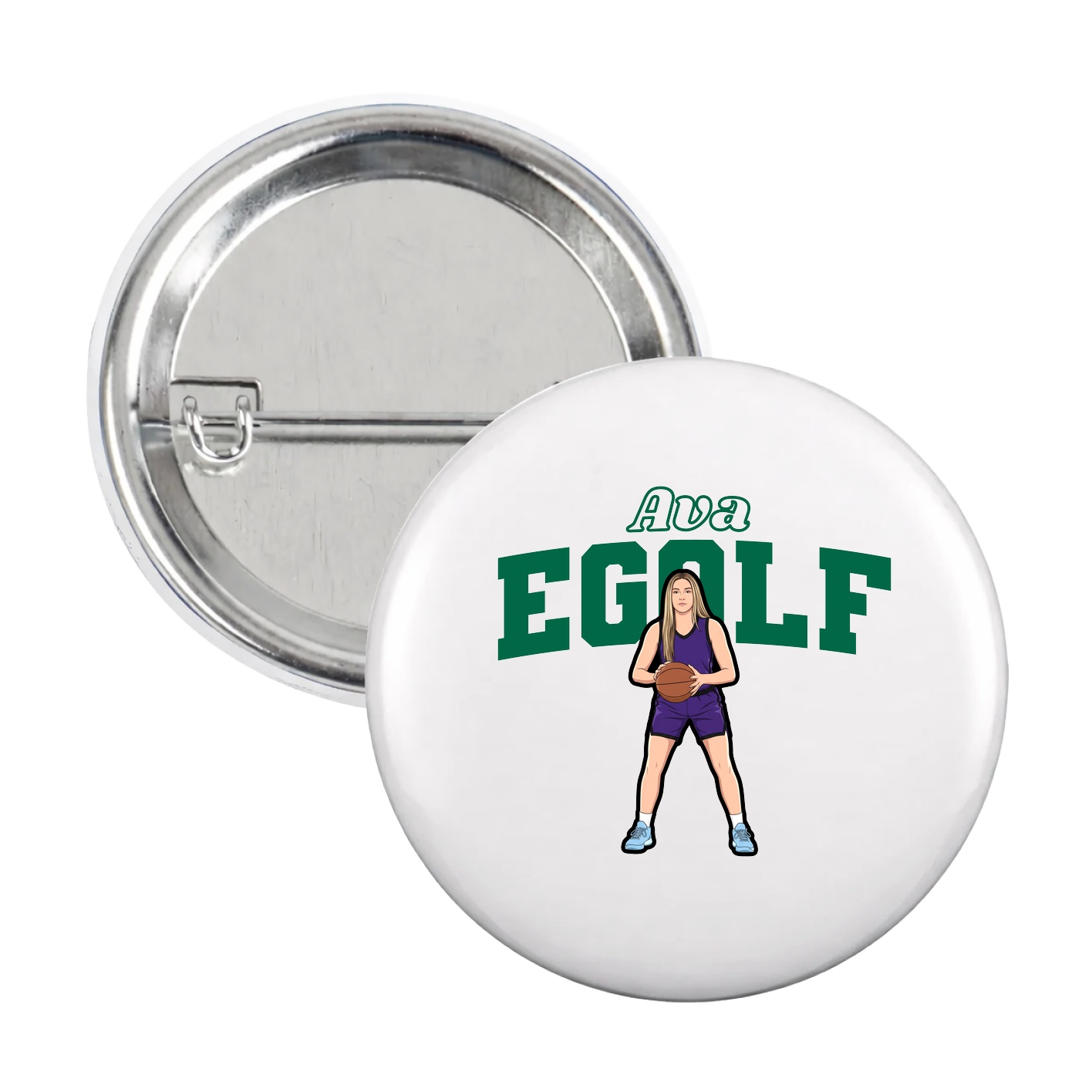 Game Day Button — Name Arch in White