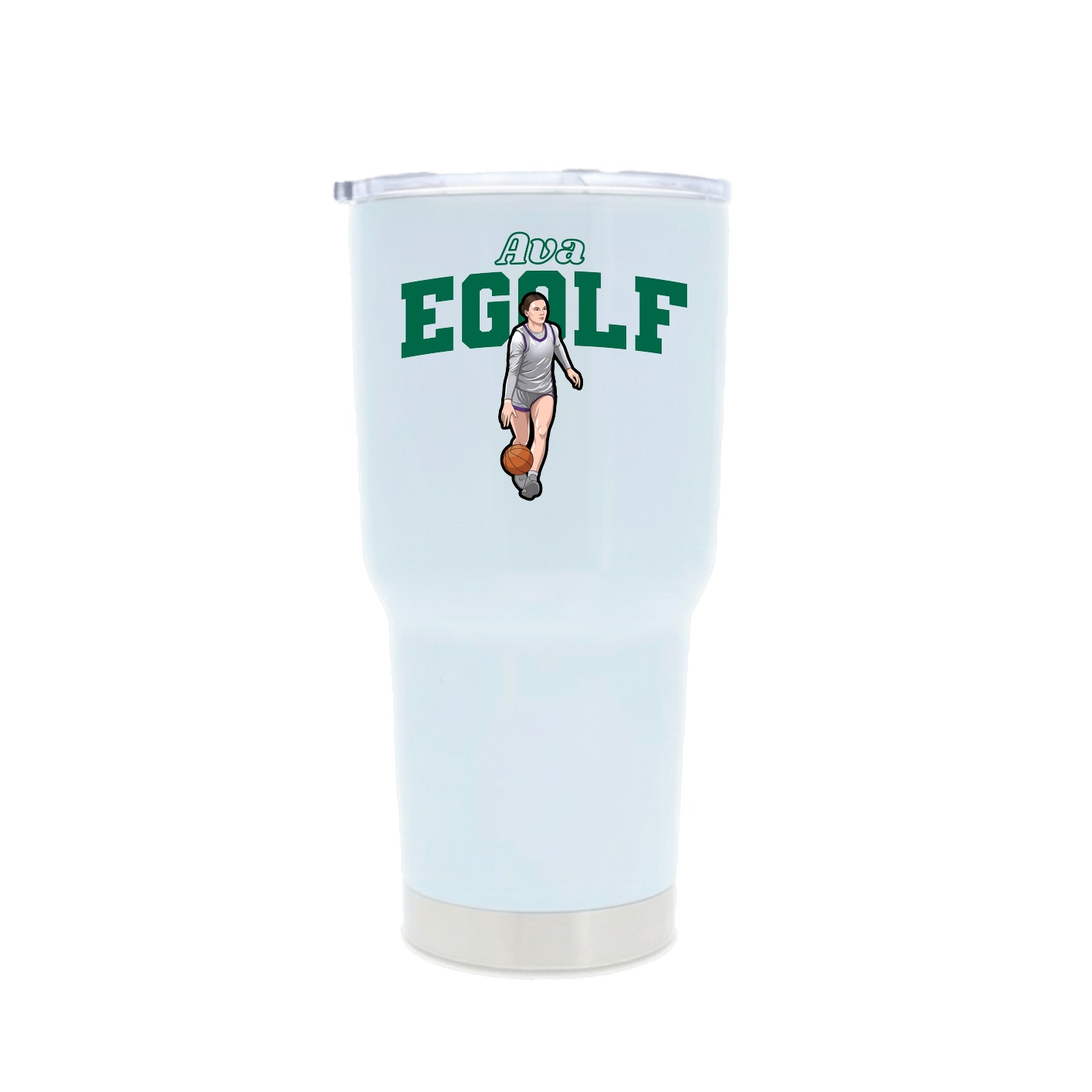 30oz Stainless Steel Tumbler — Name Arch in White
