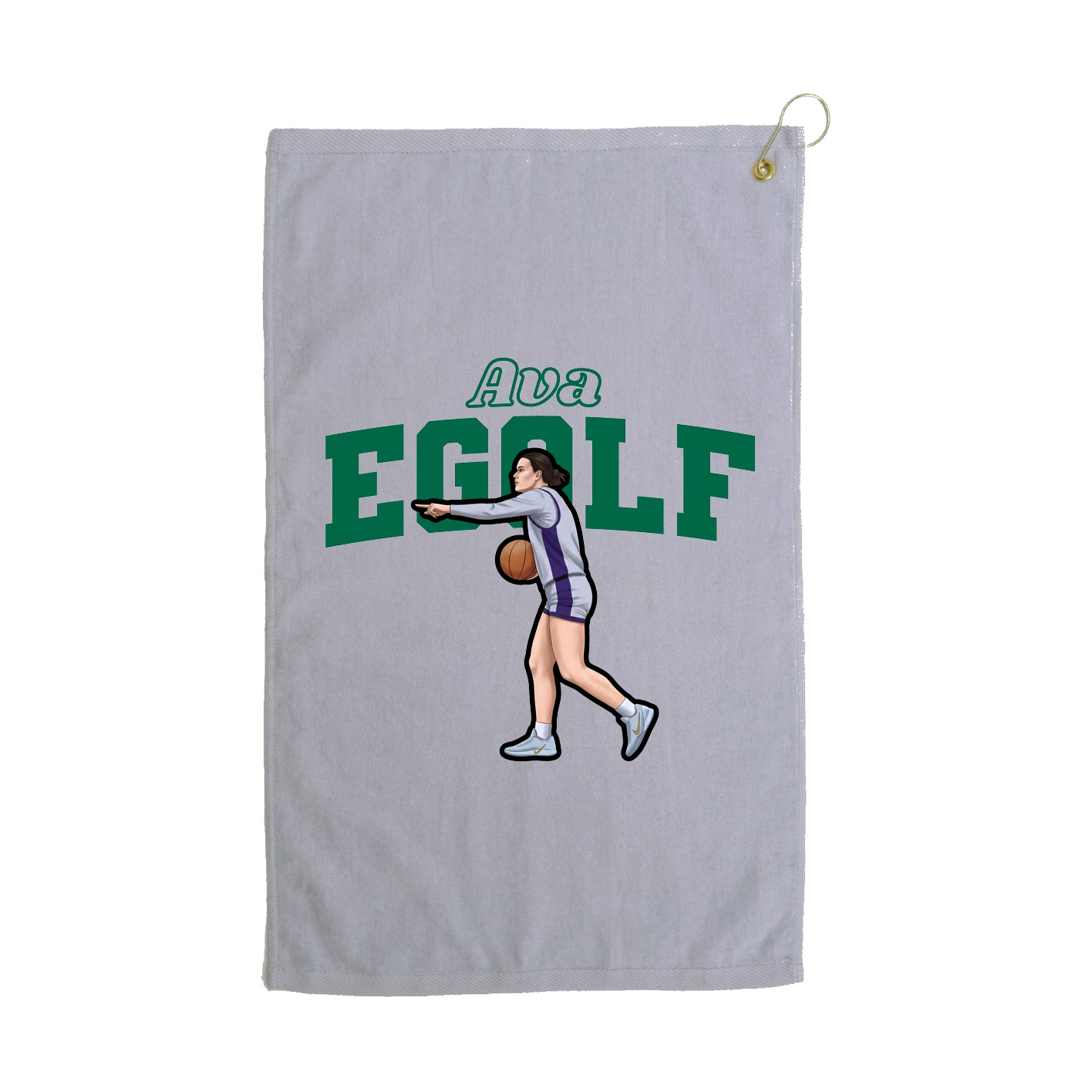 Golf Towel — Name Arch in Grey
