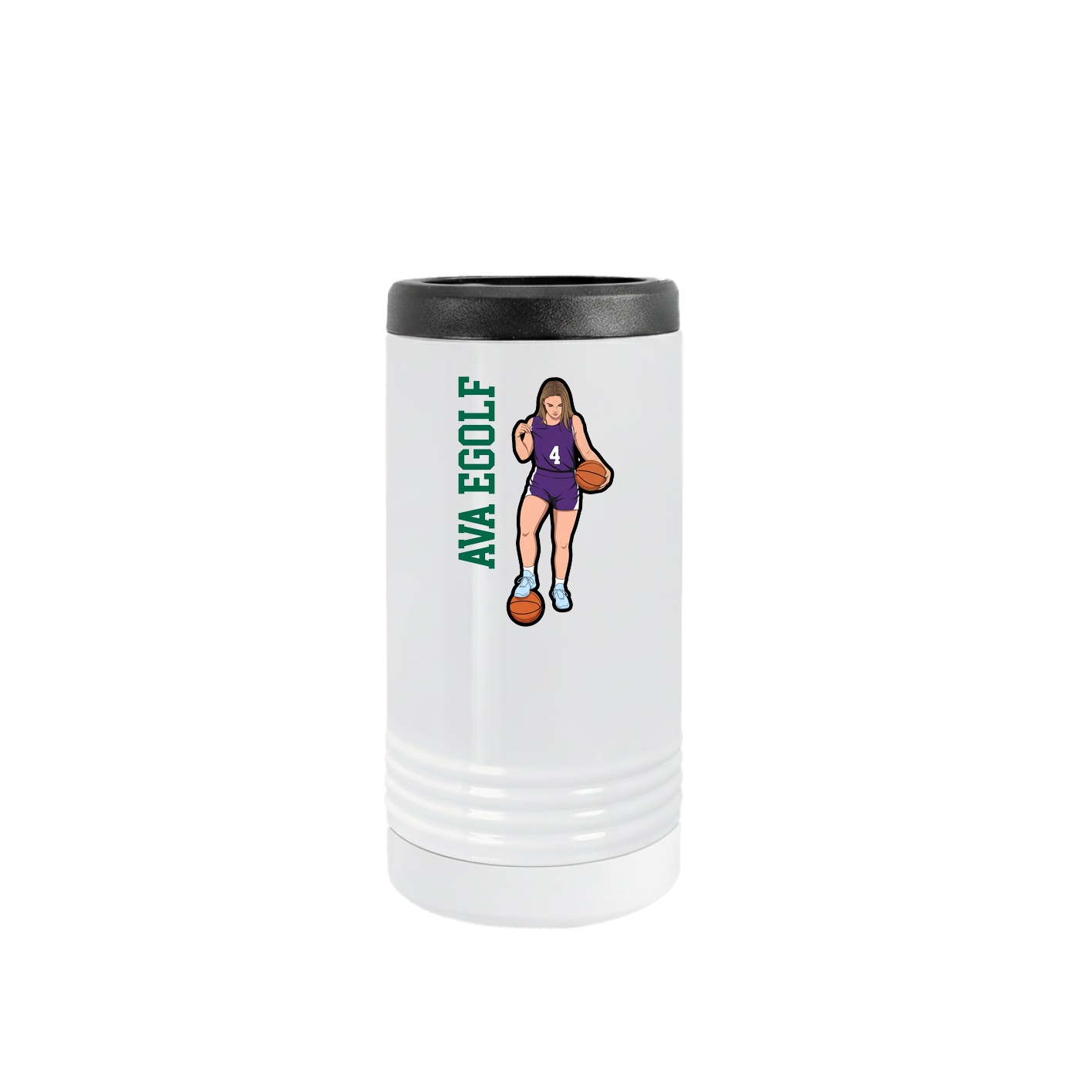 Slim Beverage Holder — Name Vertical in White