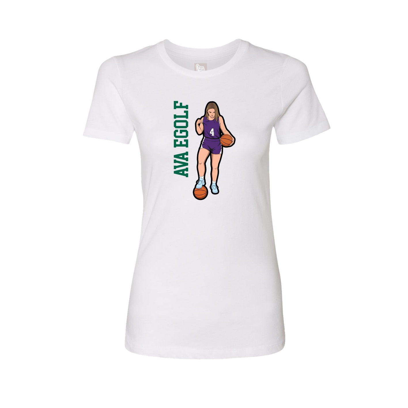 Fitted Women's Tee — Name Vertical in White