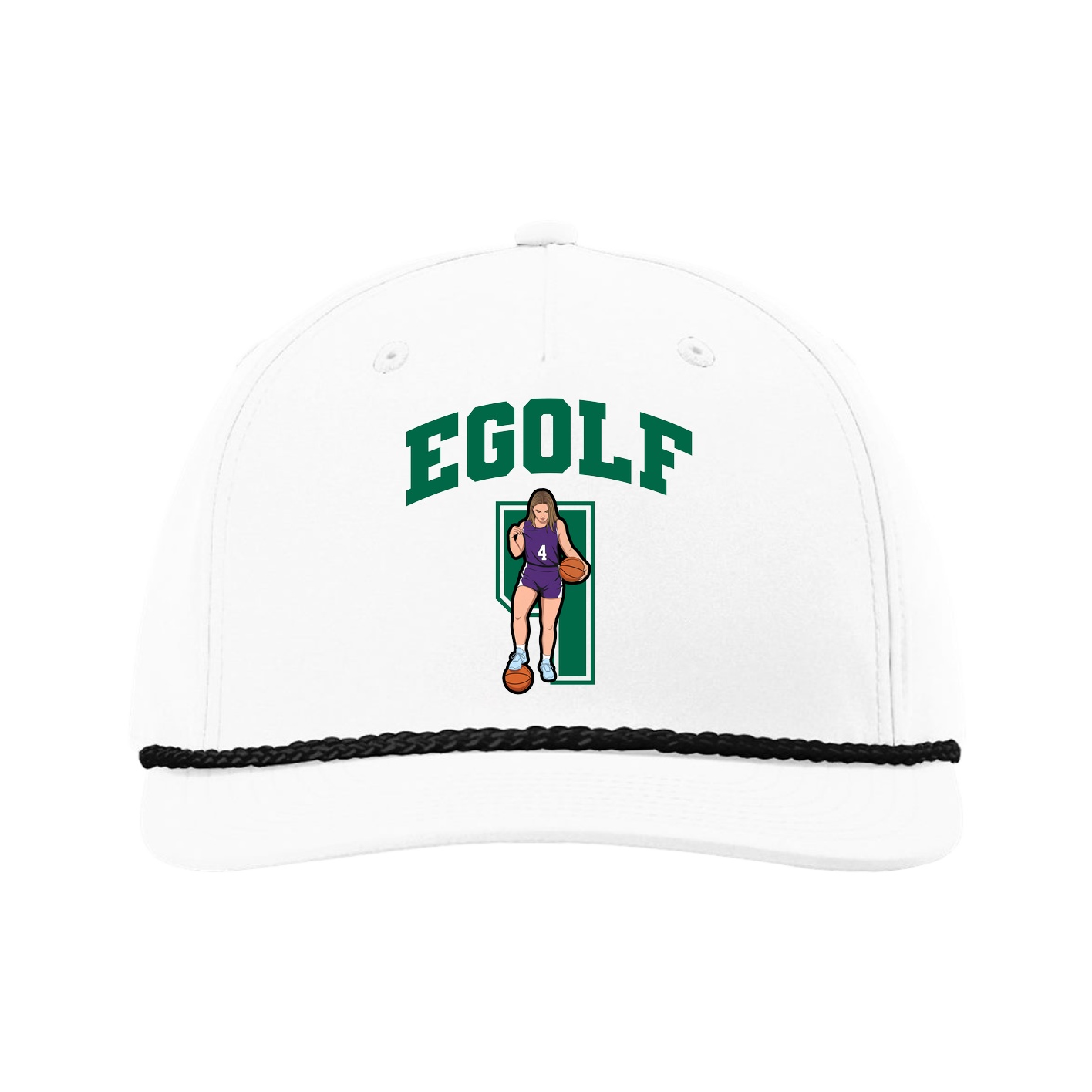 Five-Panel Classic Rope Cap — Number in White