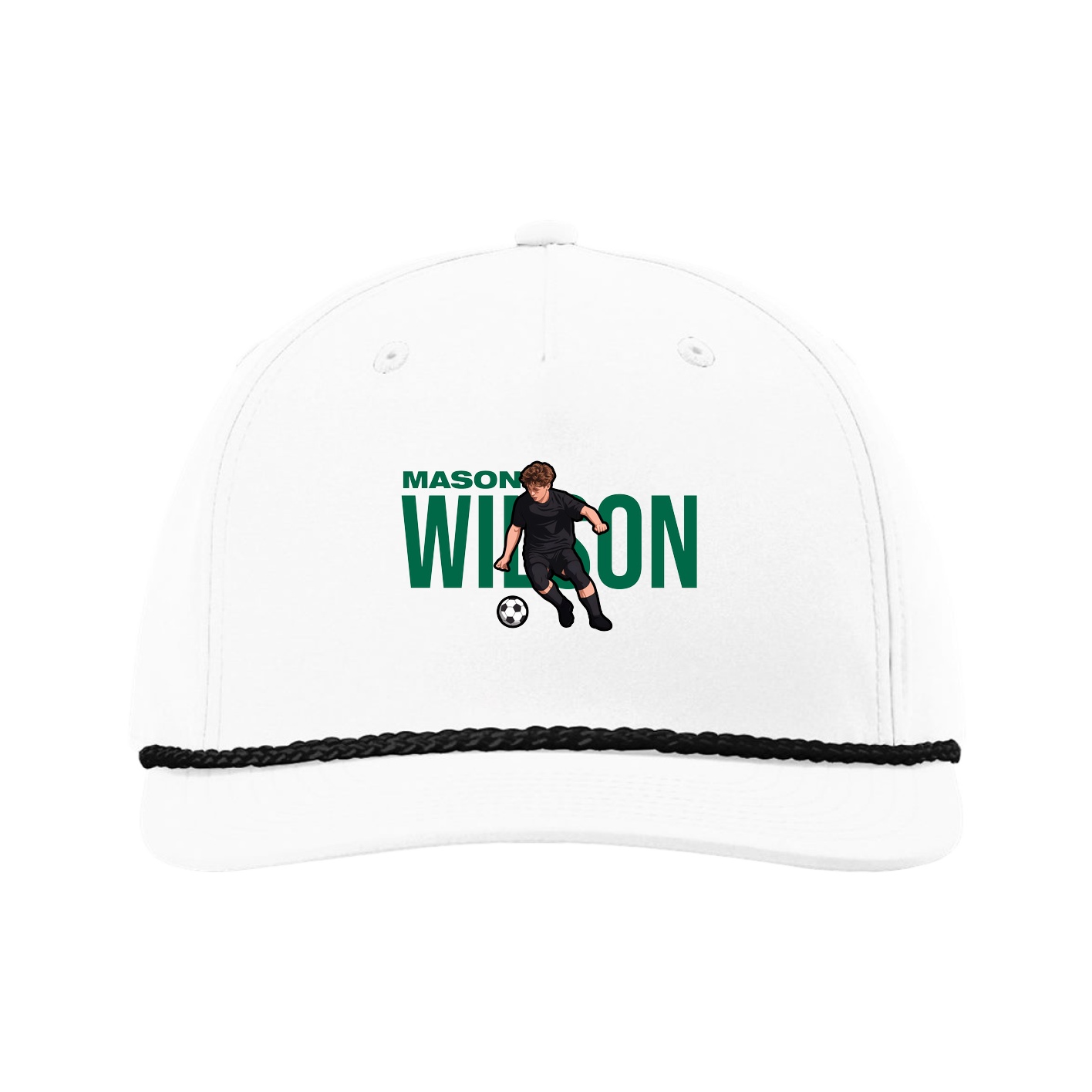 Five-Panel Classic Rope Cap — Player Name in White