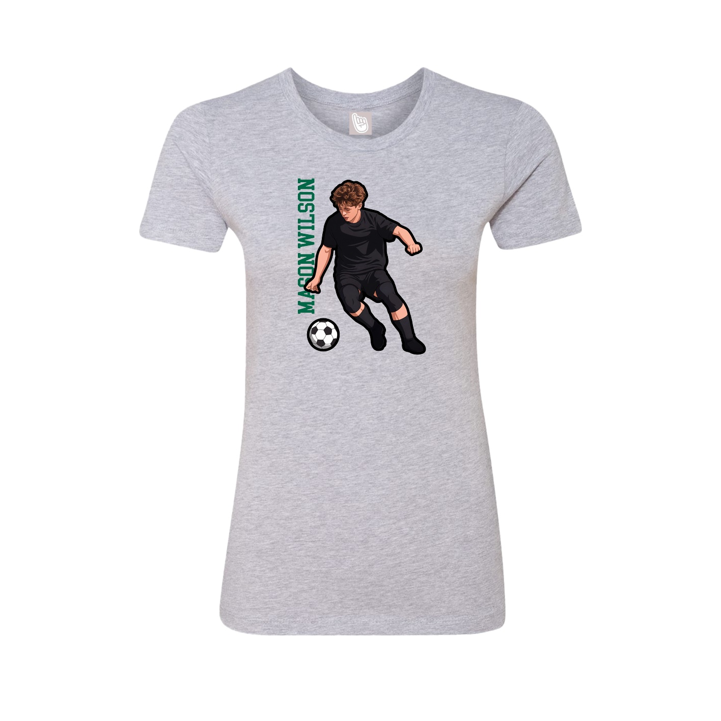Fitted Women's Tee — Name Vertical in Grey