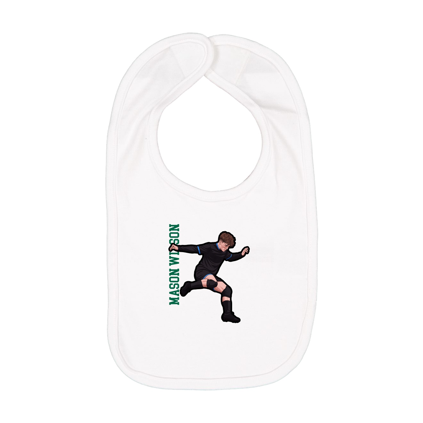 Infant Bib — Name Vertical in White