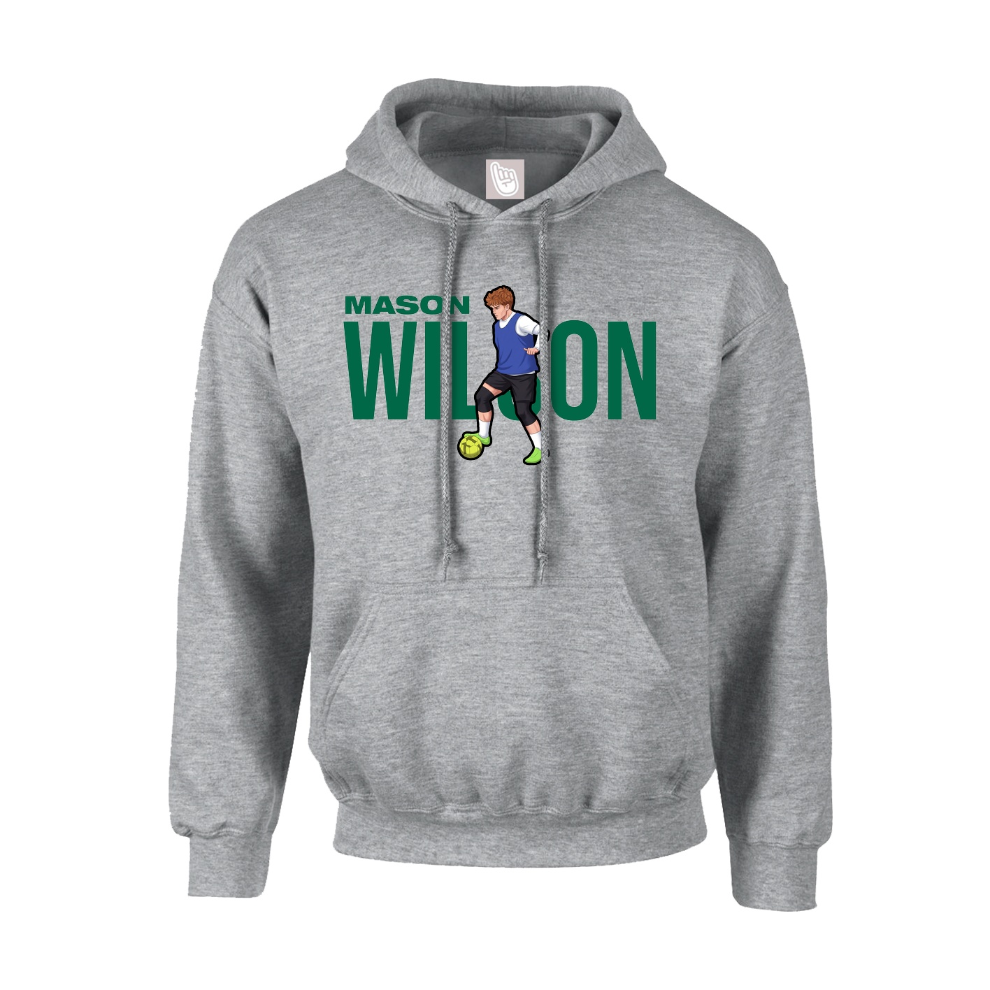Youth Hoodie — Player Name in Grey