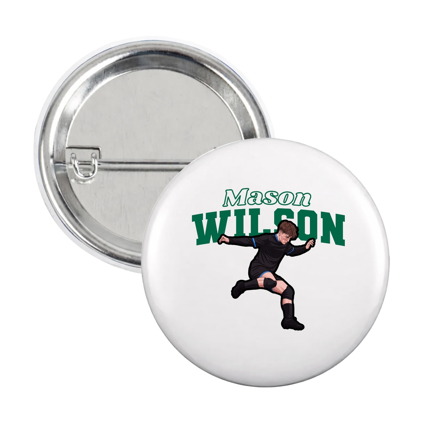 Game Day Button — Name Arch in White
