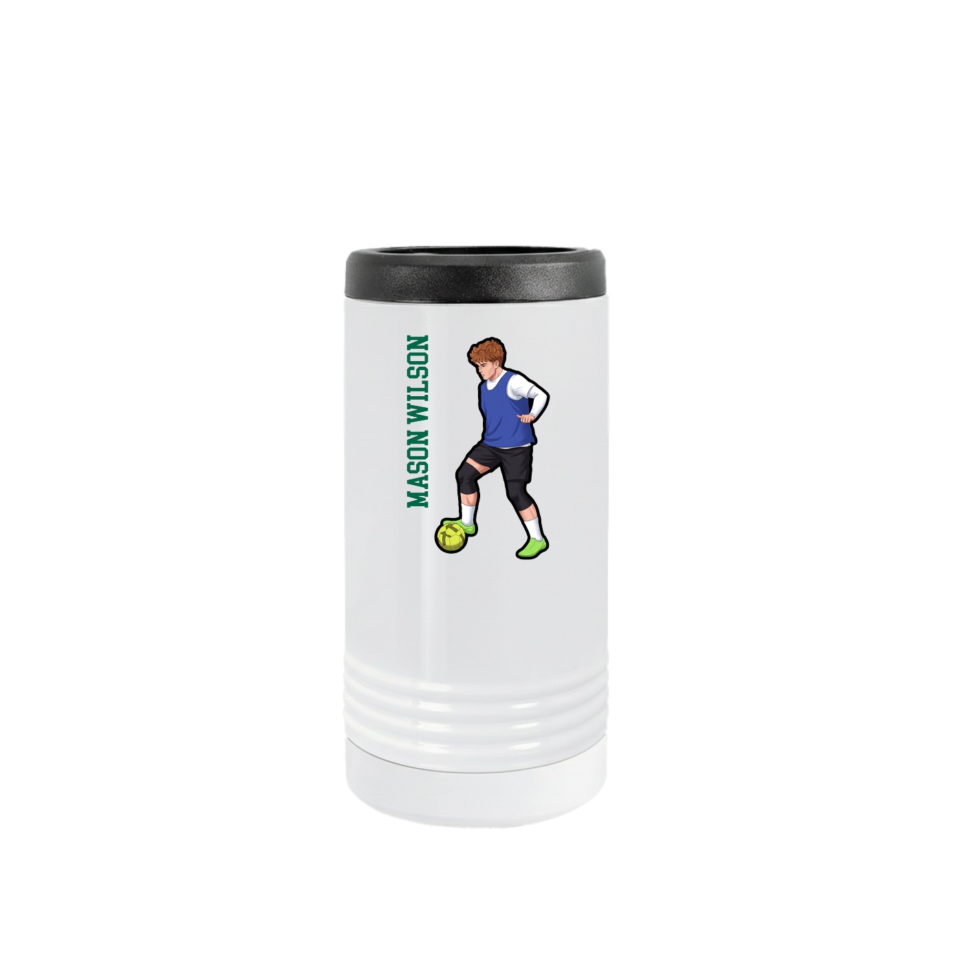 Slim Beverage Holder — Name Vertical in White