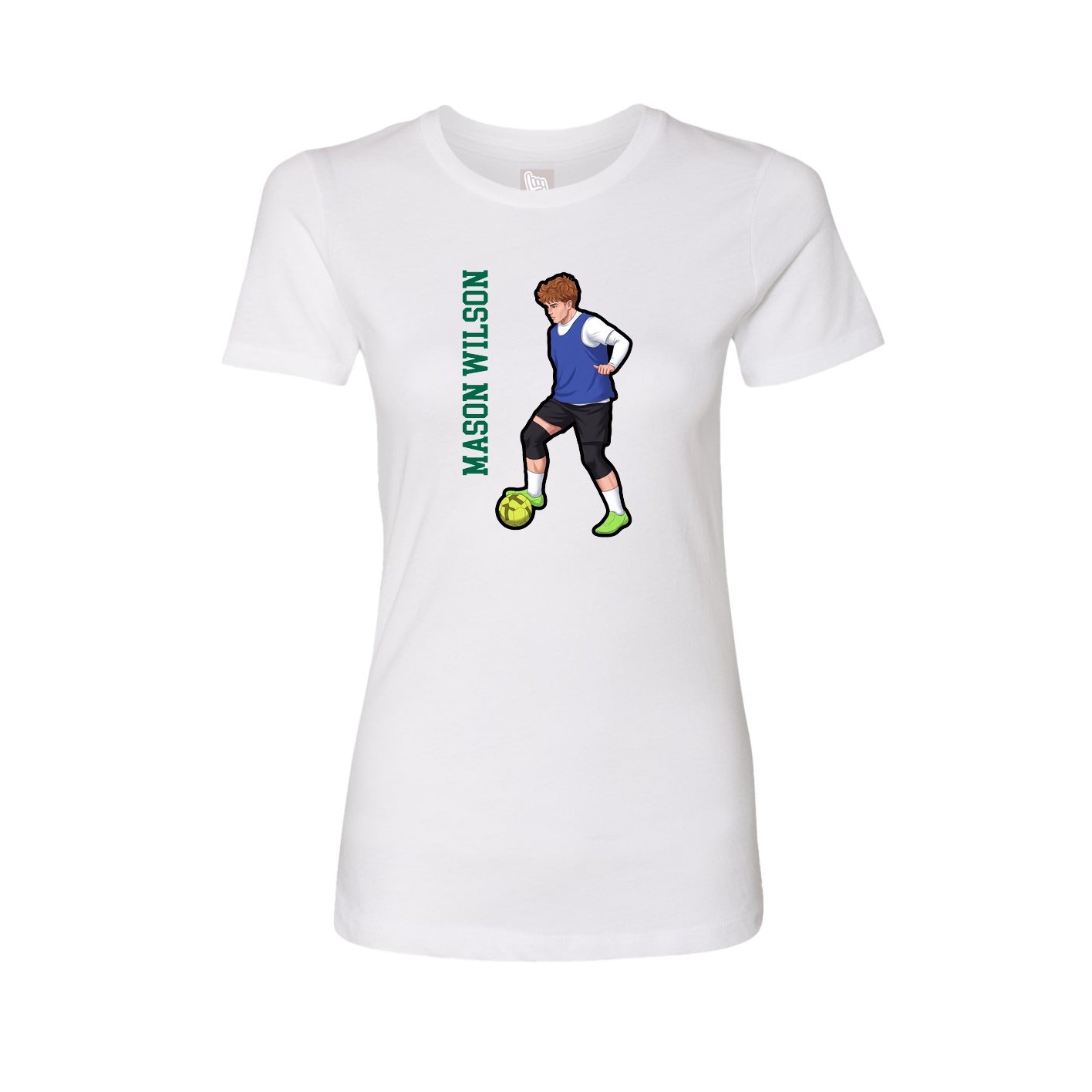 Fitted Women's Tee — Name Vertical in White