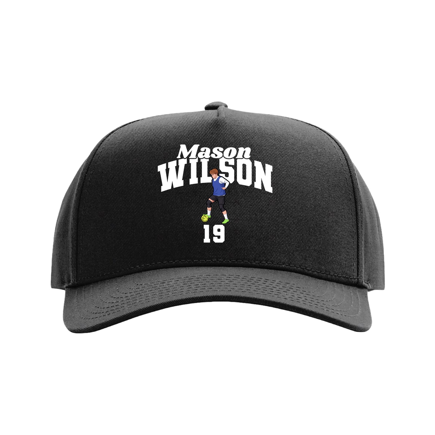 Full Fabric Five-Panel Champ Cap — Signature Arch in Black